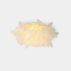 Veli white petal ceiling light fixture front view with layered acrylic petals on studio background