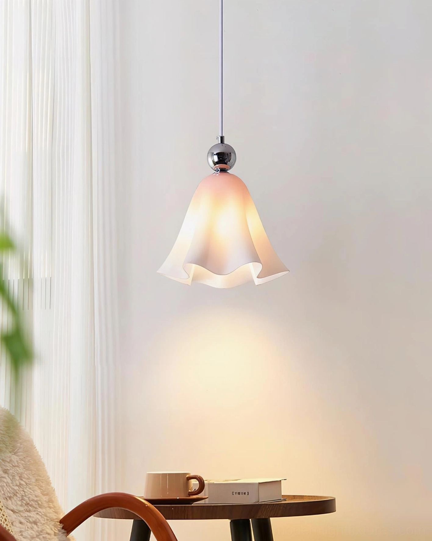 Vellia lily pendant light color options white pink green gradient glass shades