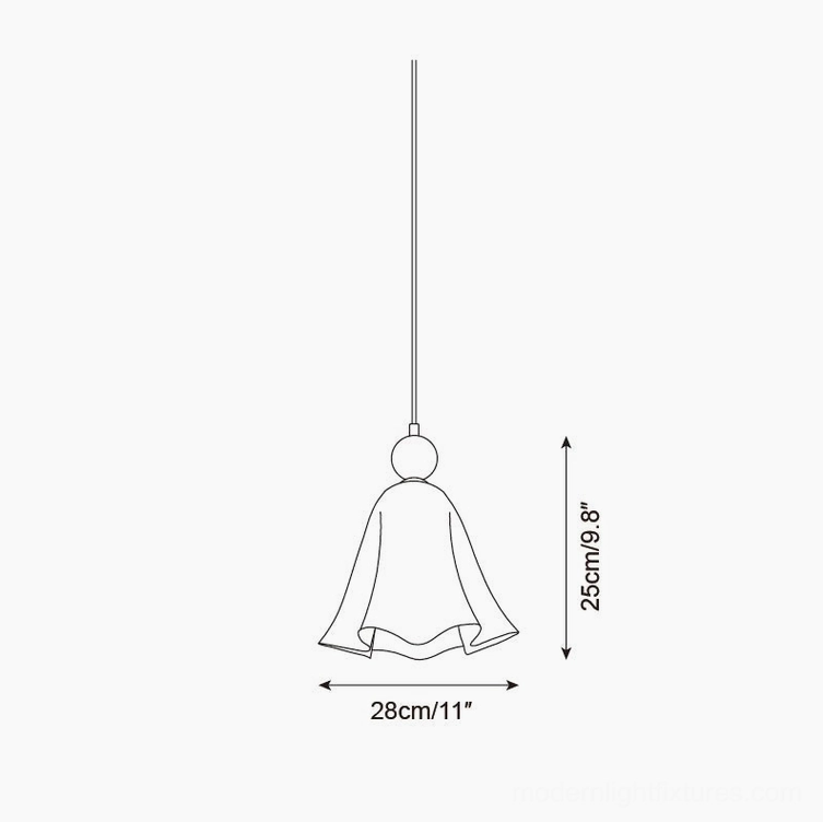 Vellia single pendant light technical drawing medium size 28cm diameter 25cm height specifications