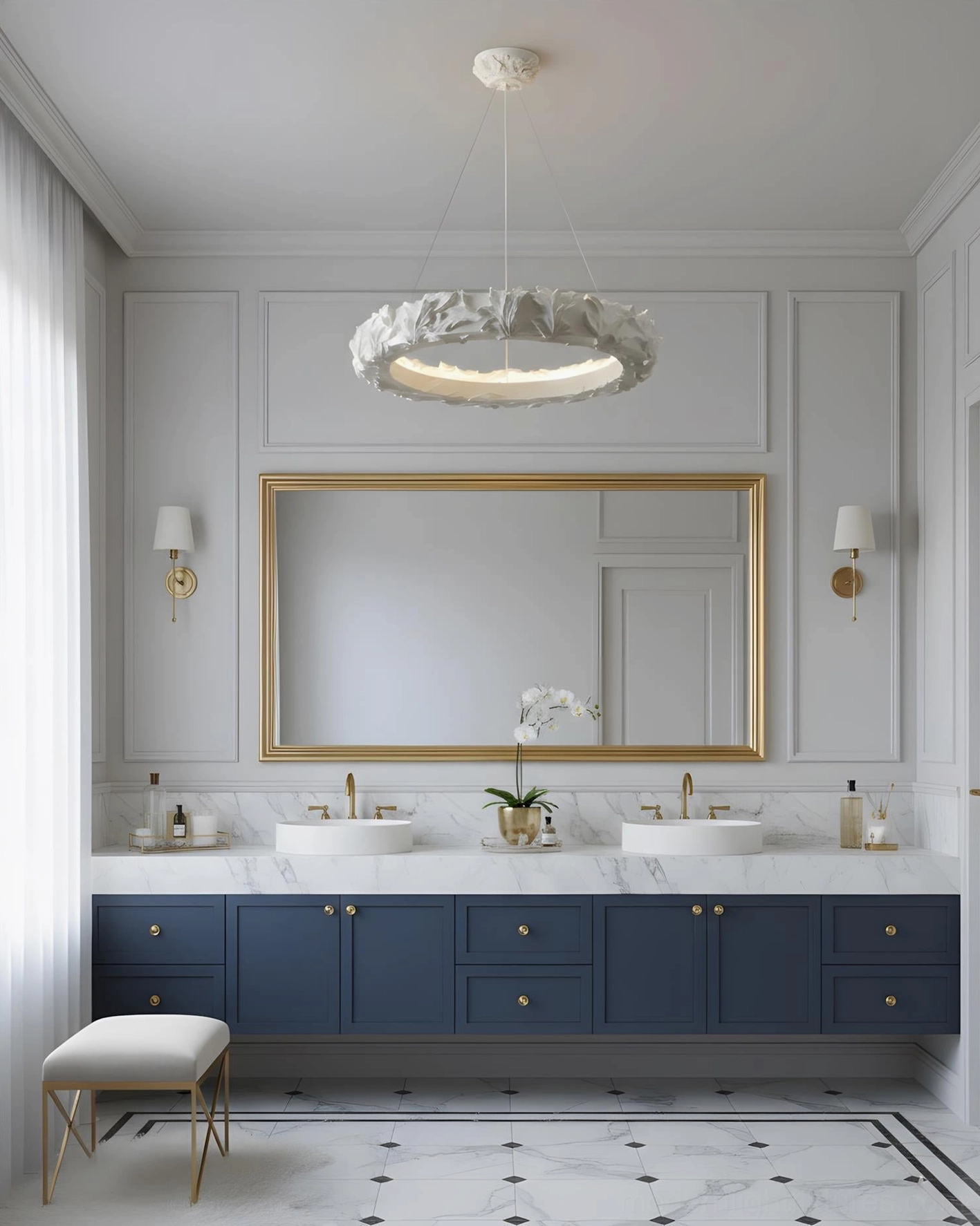 Neoclassical ring pendant light installation mounted ceiling fixture