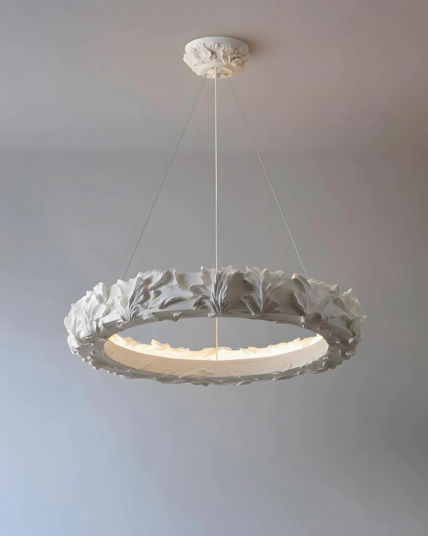Modern ring pendant chandelier sloped ceiling compatible up to 30 degrees