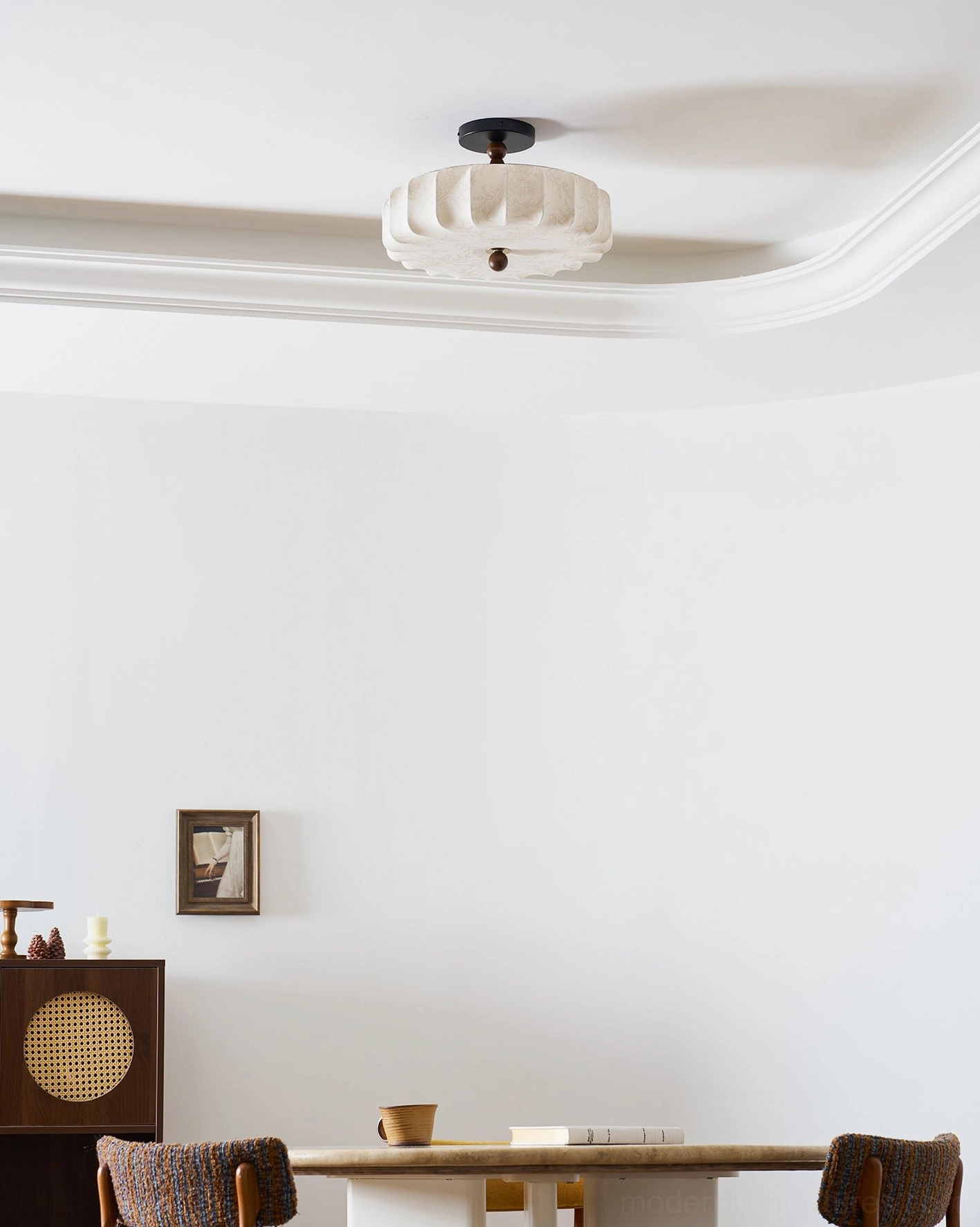 Velora embossed ceiling fixture bedroom lighting soft 3000K warm botanical glow detail
