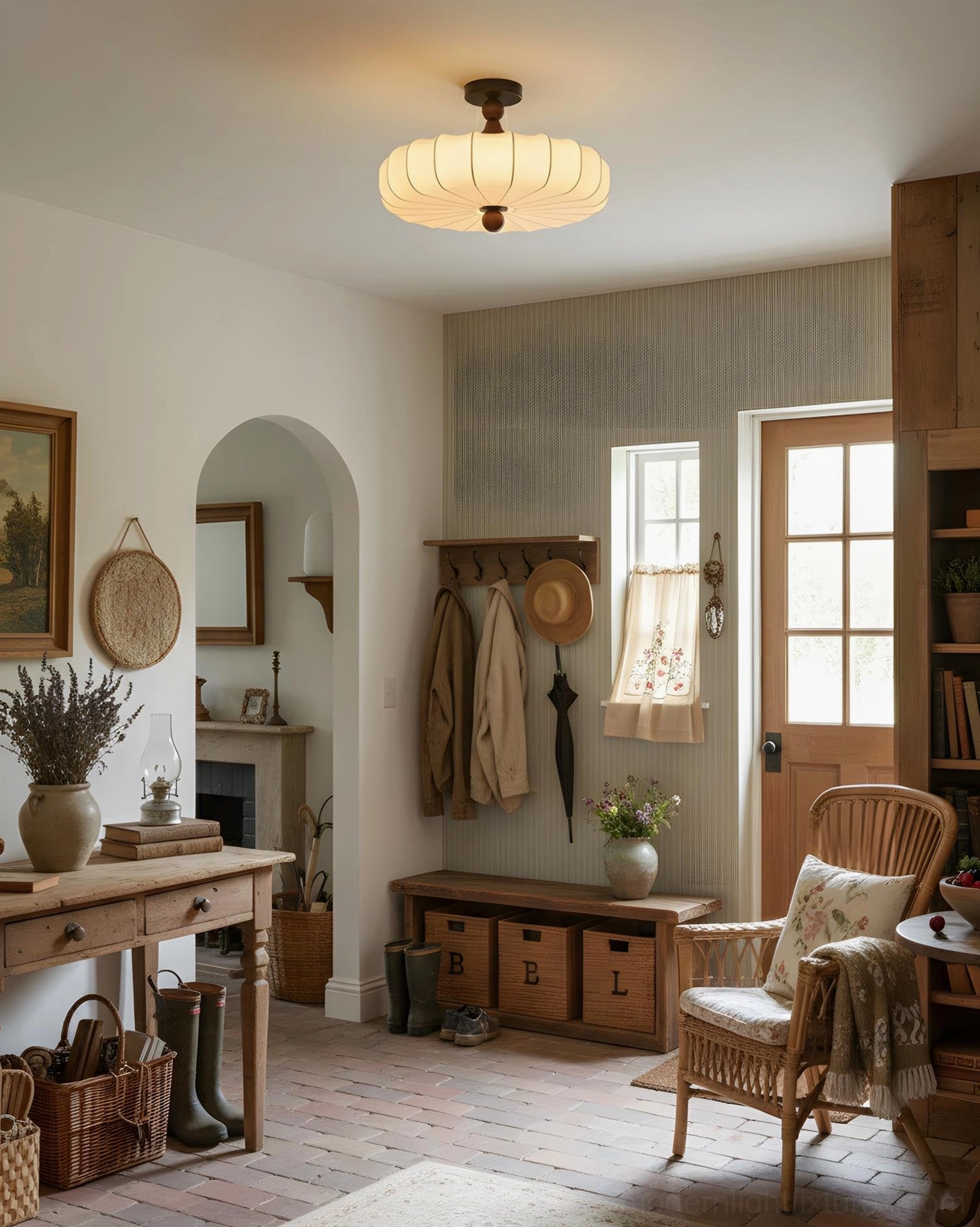 Velora dimmable ceiling light in dining room elegant warm setting floral embossed shade
