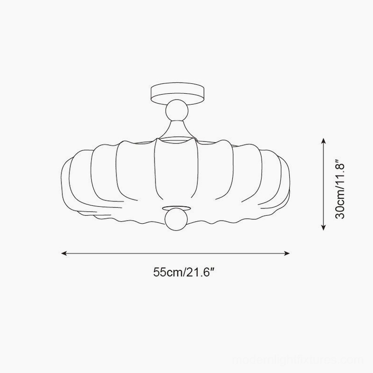 Velora large 55cm diameter ceiling lamp technical specification drawing front elevation