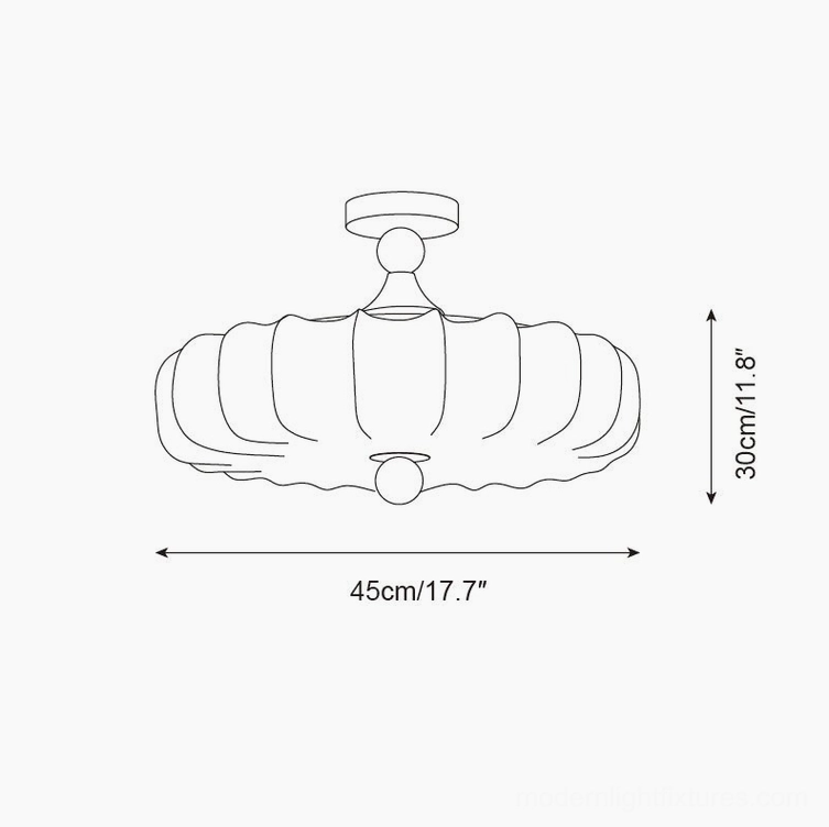 Velora medium 45cm diameter ceiling lamp technical specification drawing front elevation