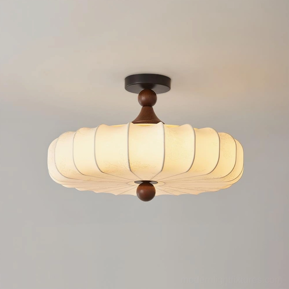 Velora medium 45cm walnut color ceiling lamp living room versatile warm white LED