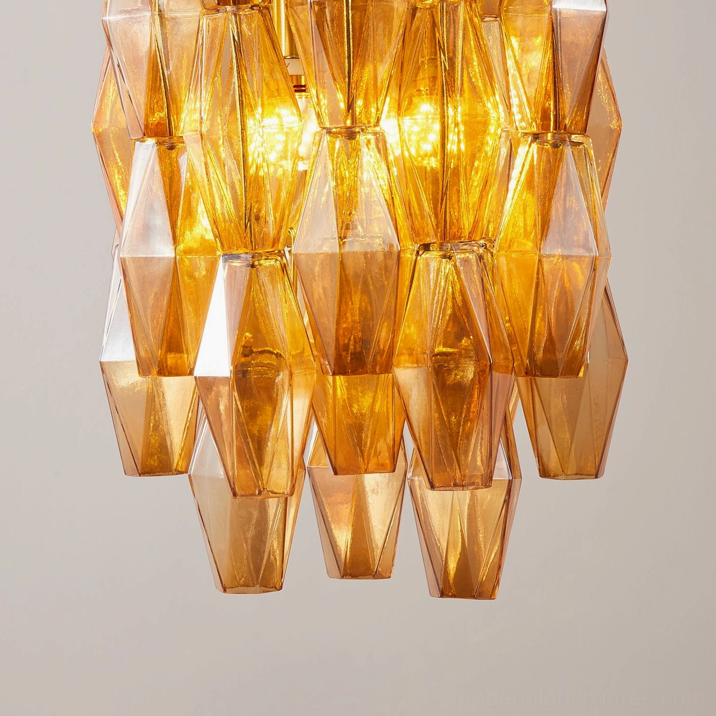 Velthra faceted glass pendant chandelier sculptural design element for luxury interiors