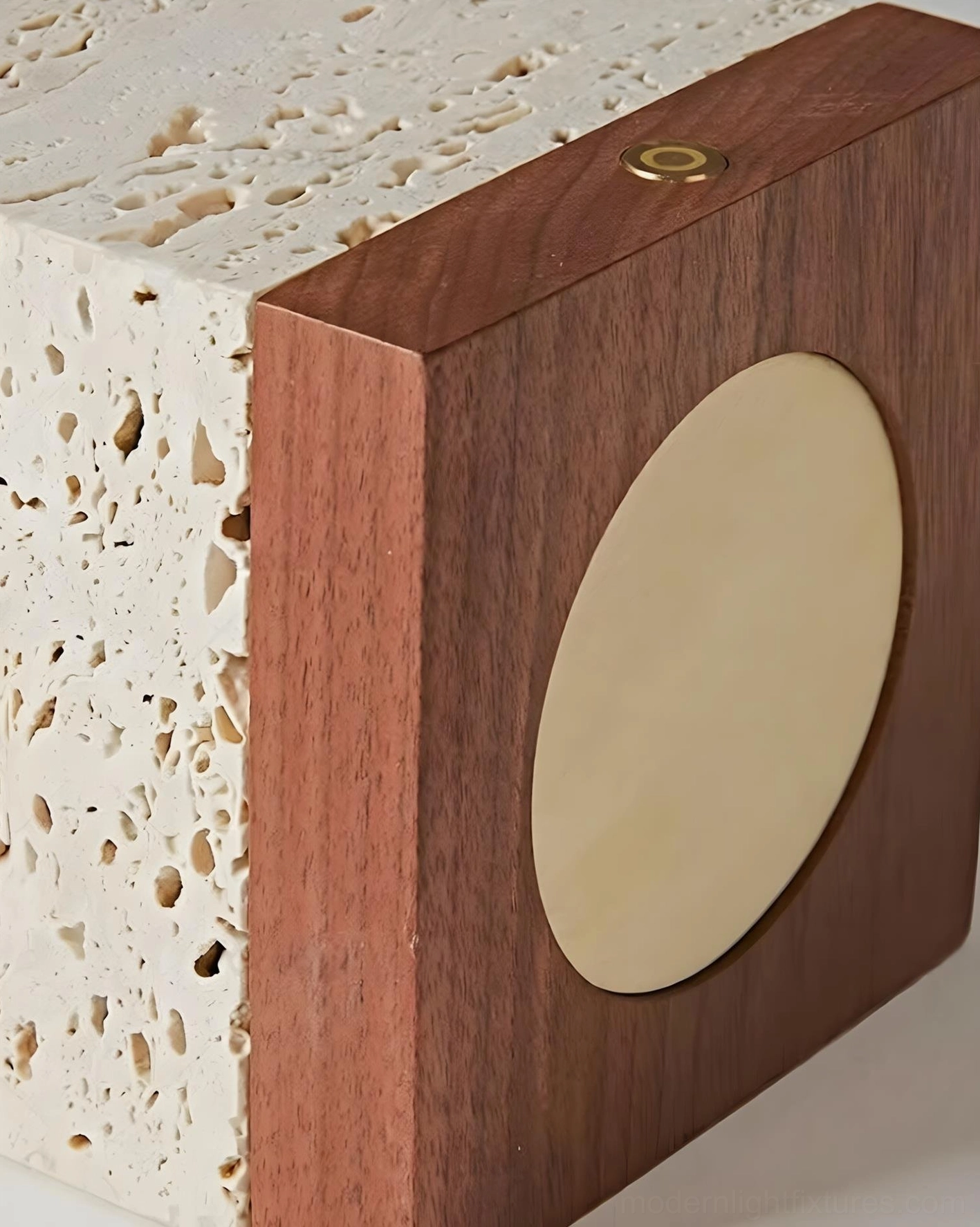 Velto travertine table lamp complete view minimalist modern stone lighting fixture