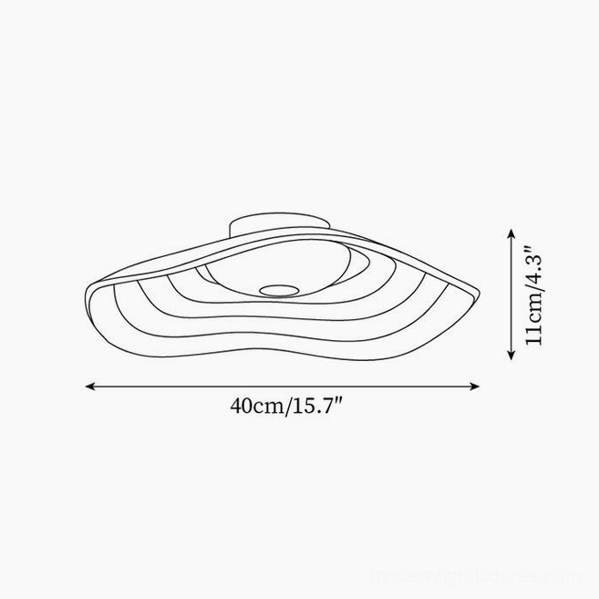 Veneria ceiling light technical schematic drawing showing dimensional specifications 40cm diameter by 11cm height in line art