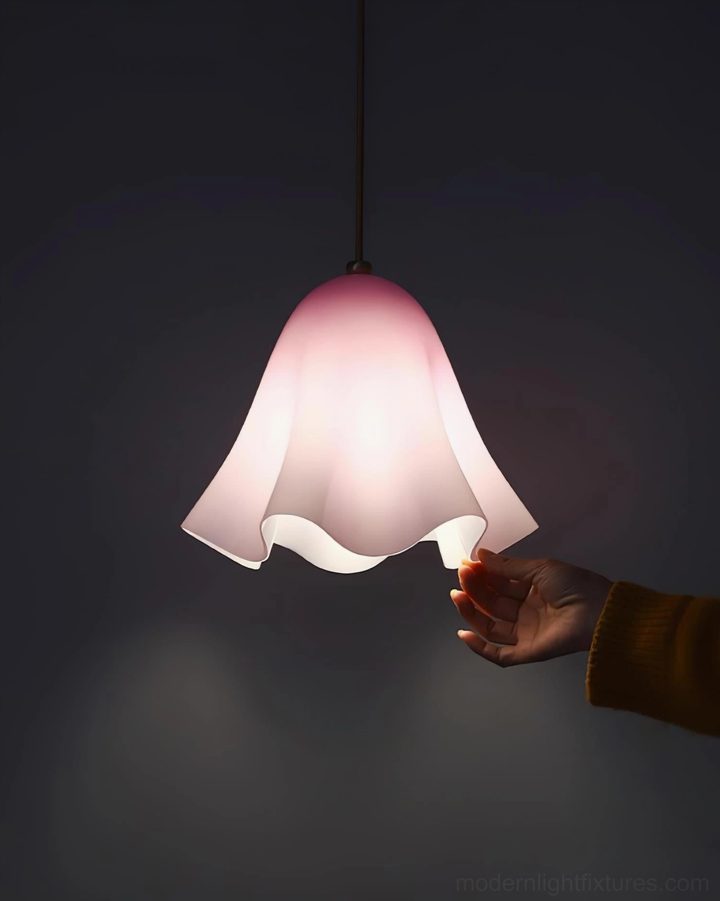 Vera amber glass pendant light in hospitality restaurant setting with mood lighting