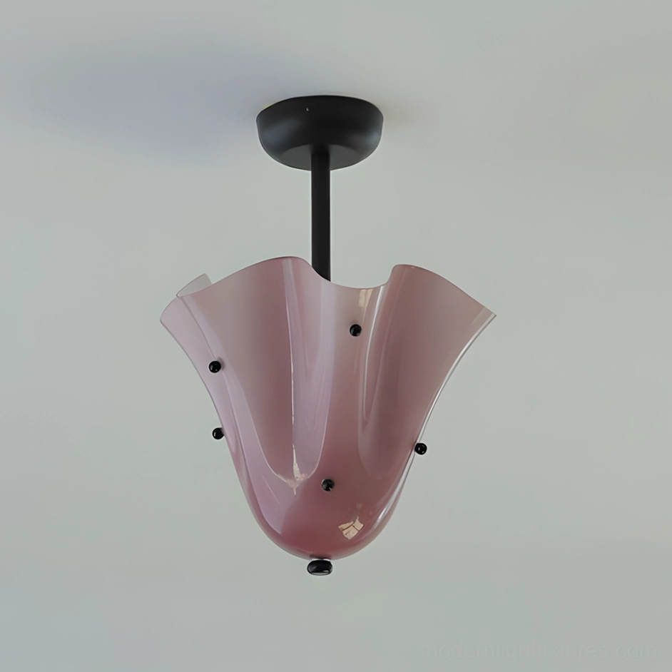 Black and purple vera ceiling light combination with ruffled glass and decorative metal details