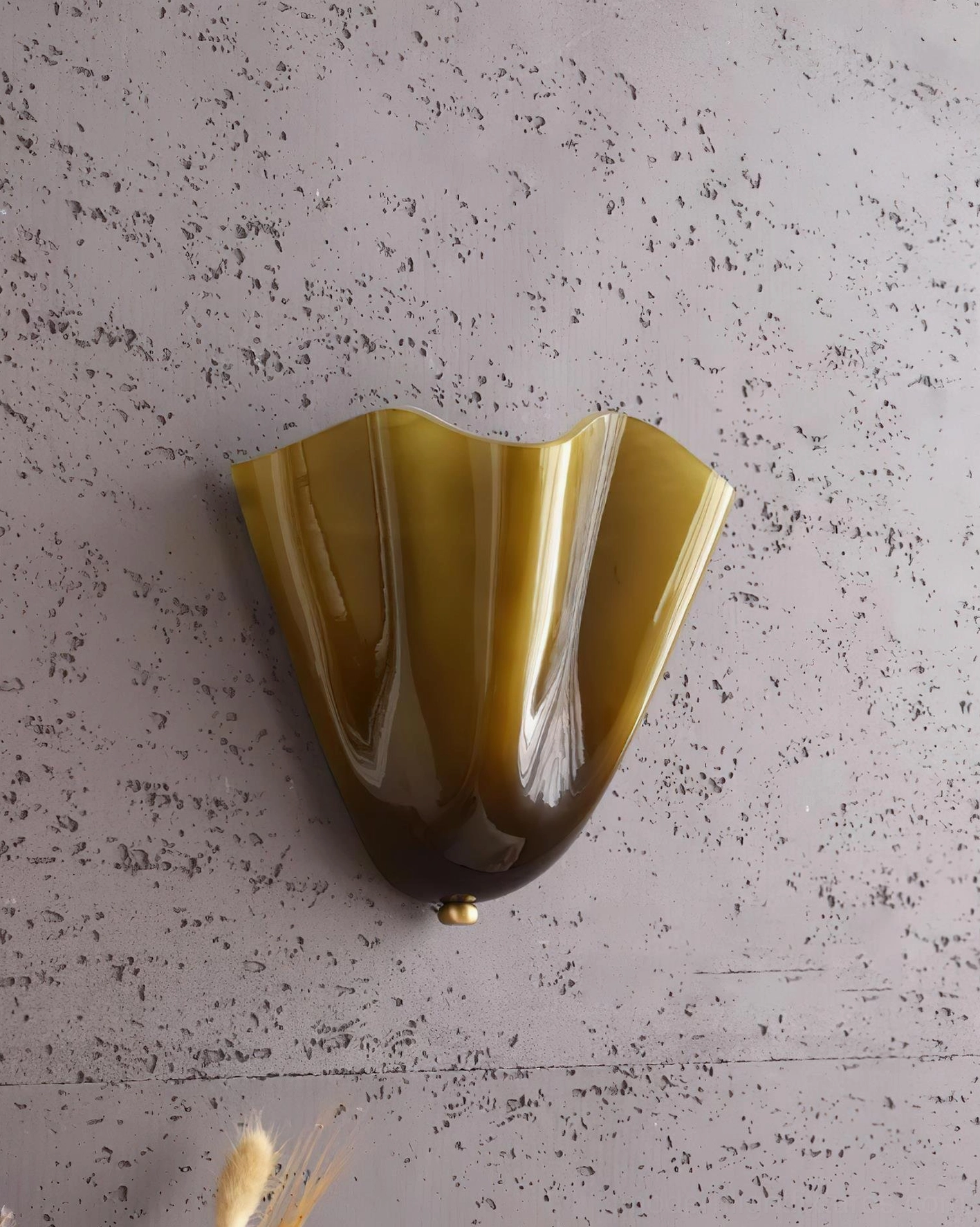 Close-up of Vera glass shade showing translucency and light filtration through hand-blown material