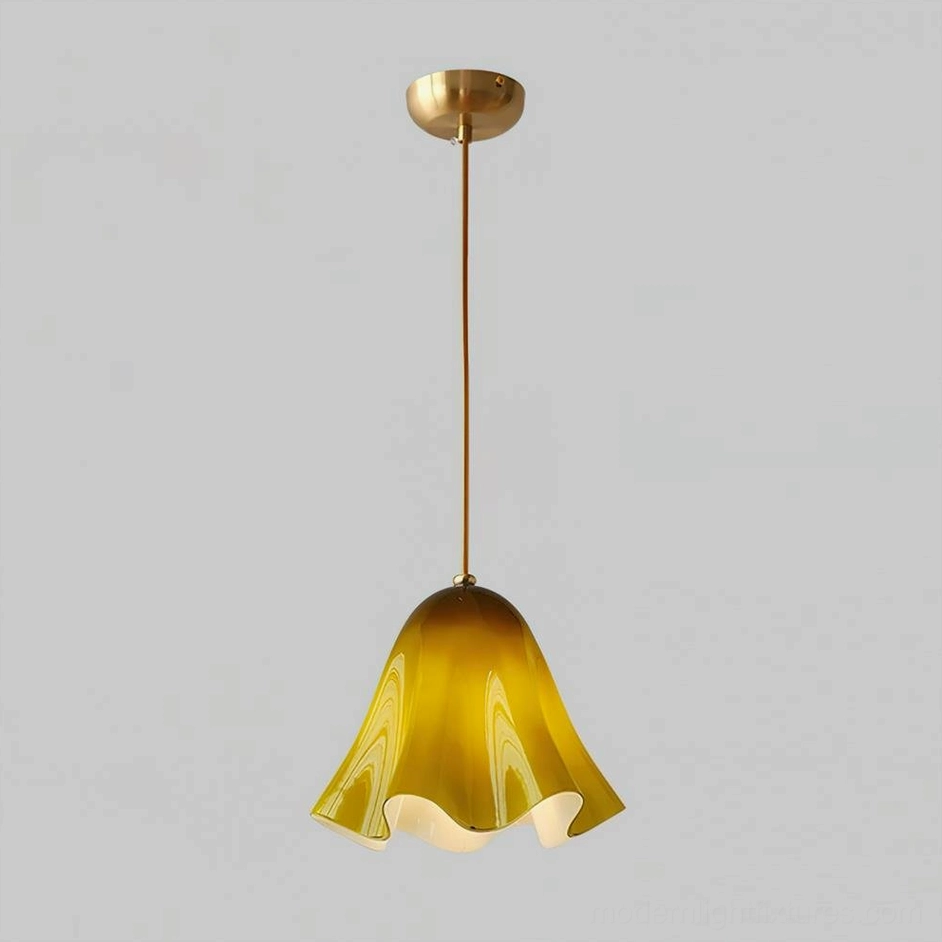 Vera green glass pendant light without beads in contemporary interior design application