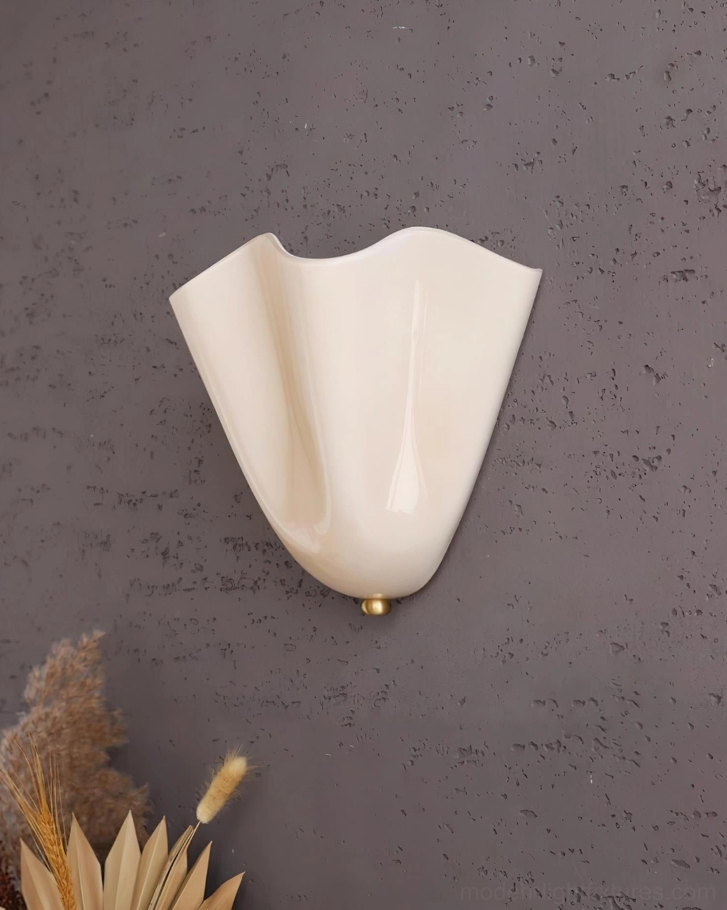 Vera wall sconce detail shot showing hand-blown glass texture and subtle asymmetrical variations