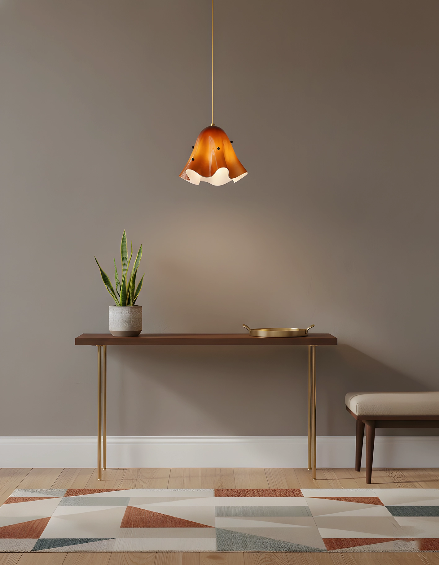 Vera organic wavy pendant light design detail emphasizing hand-finished glass surface quality