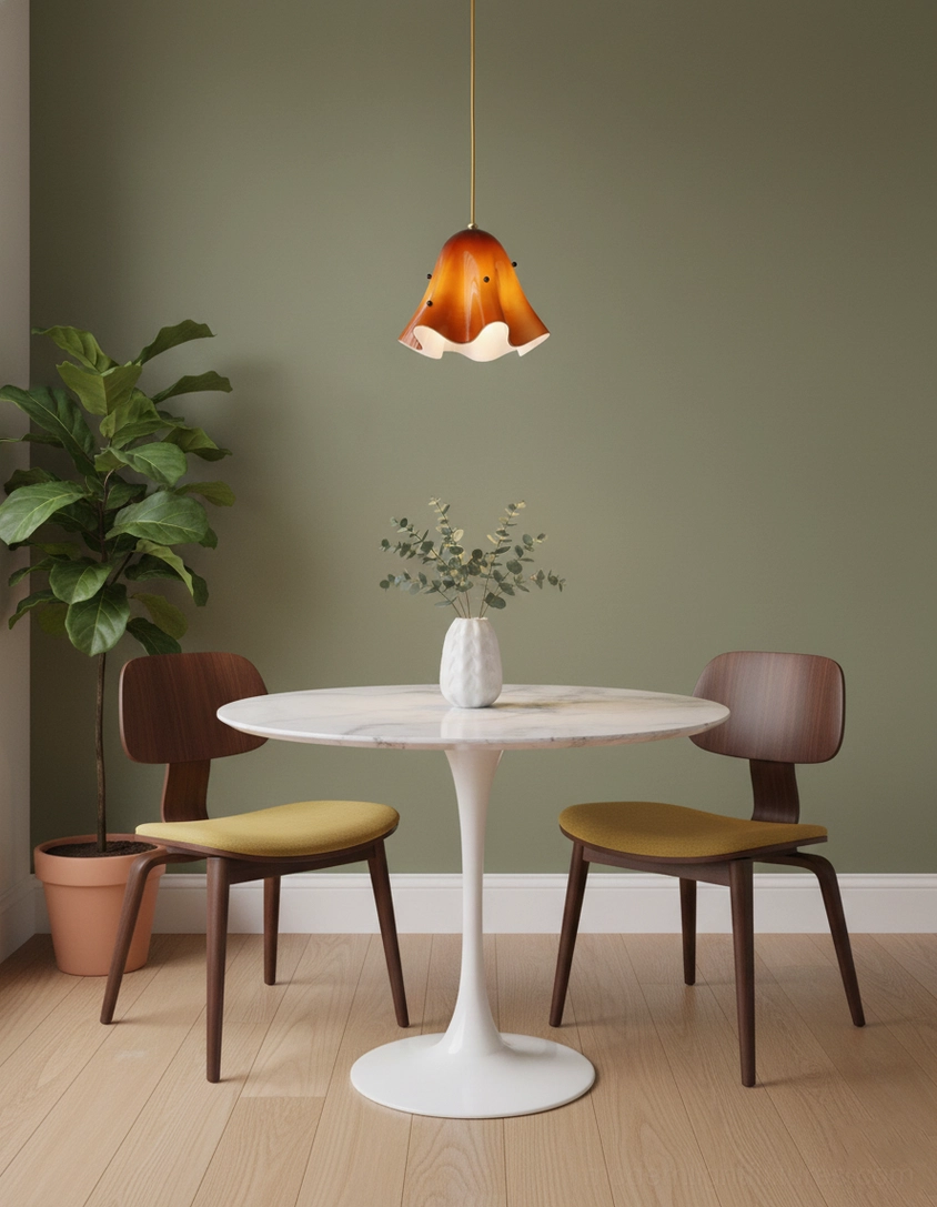 Vera pendant light artistic overhead shot displaying organic botanical-inspired glass form