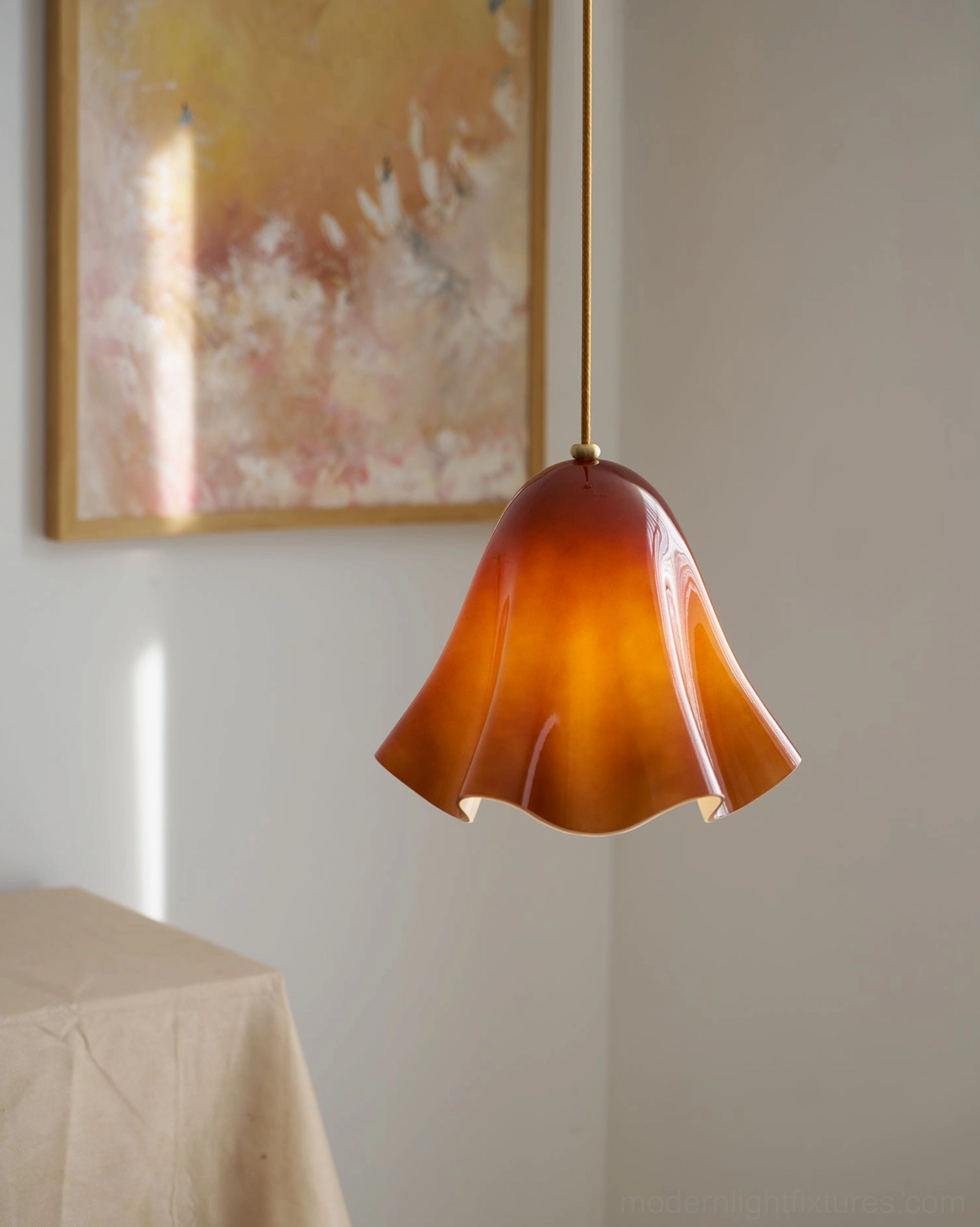 Vera pendant light color comparison display featuring multiple available glass shade options