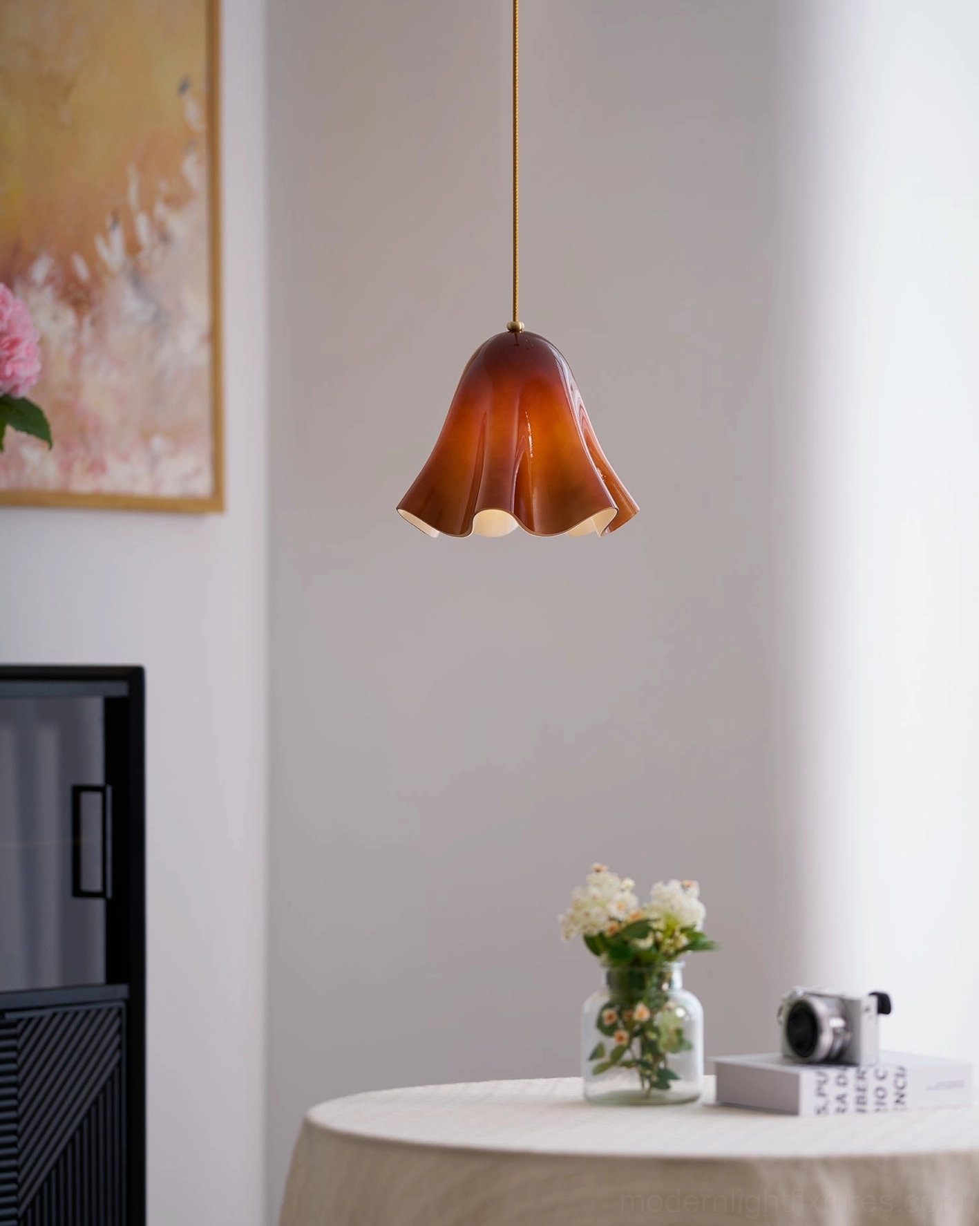 Vera pendant light color palette display featuring multiple glass shade hues available