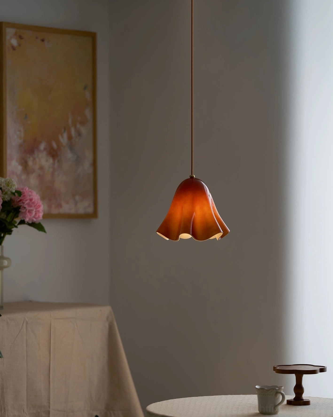 Vera pendant light detailed product photograph showing color saturation and glass quality