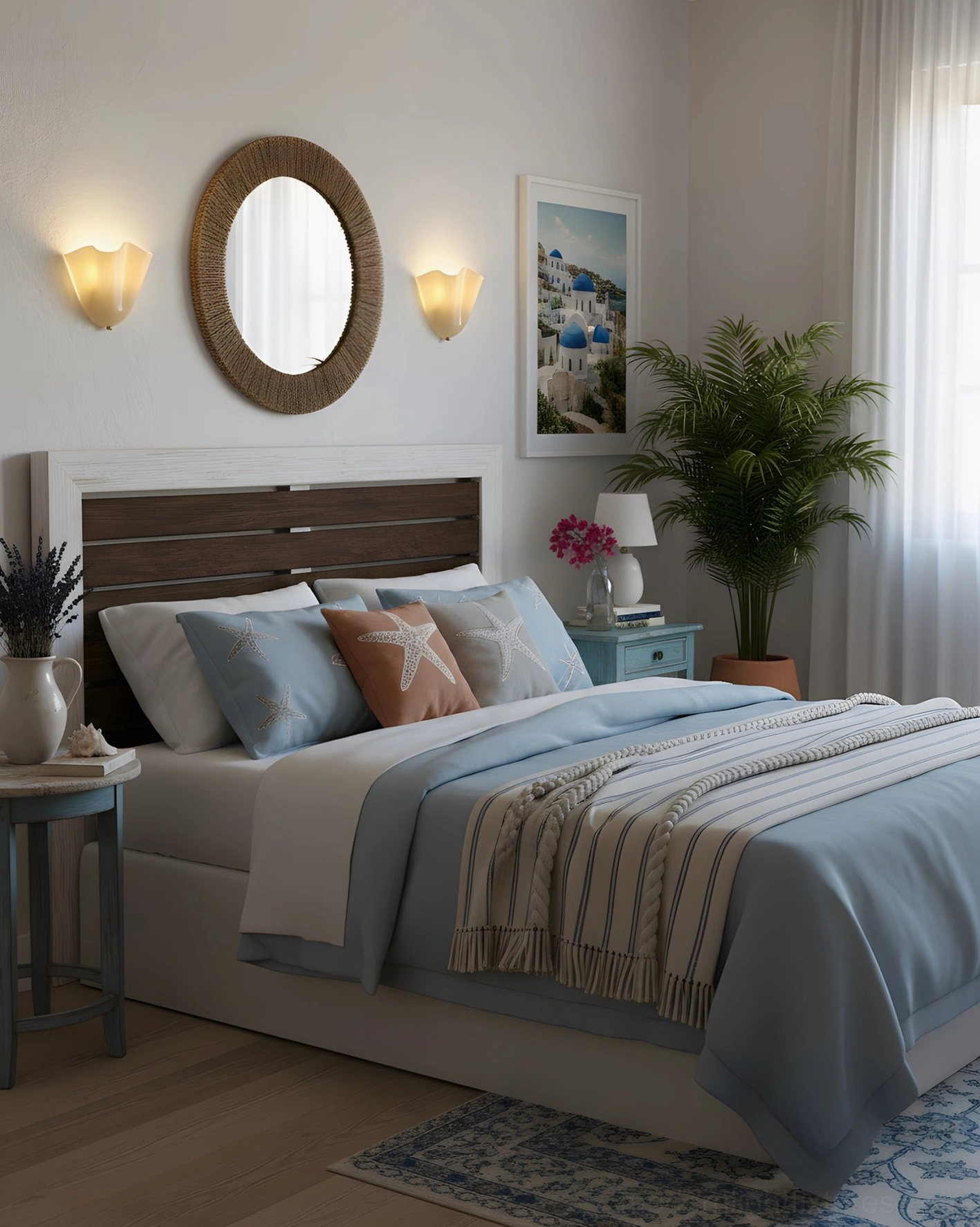 Vera wall sconce mounted in bedroom creating soft glare-free illumination for relaxation and bedside reading