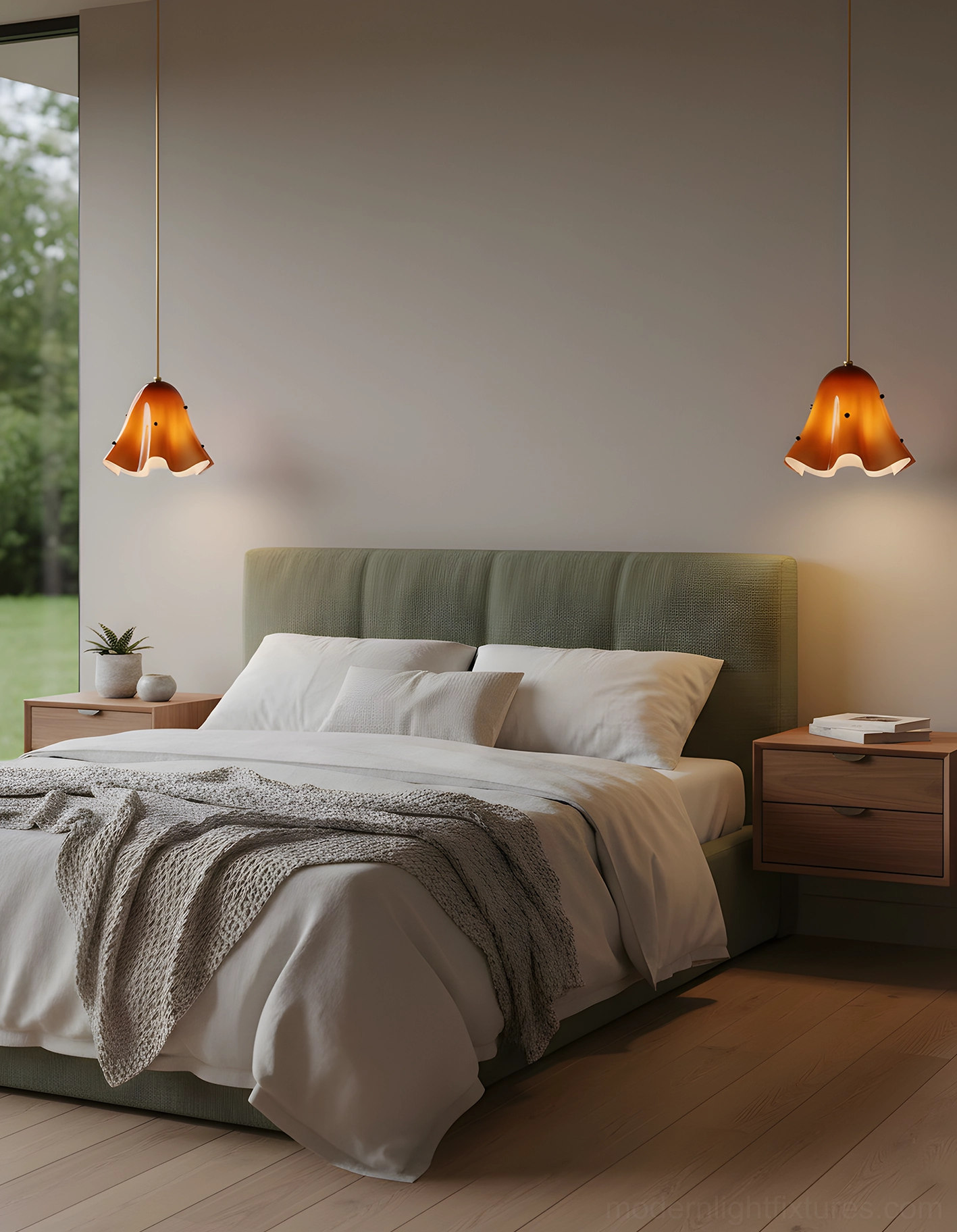 Vera wavy glass pendant light cluster installation in contemporary home lighting design