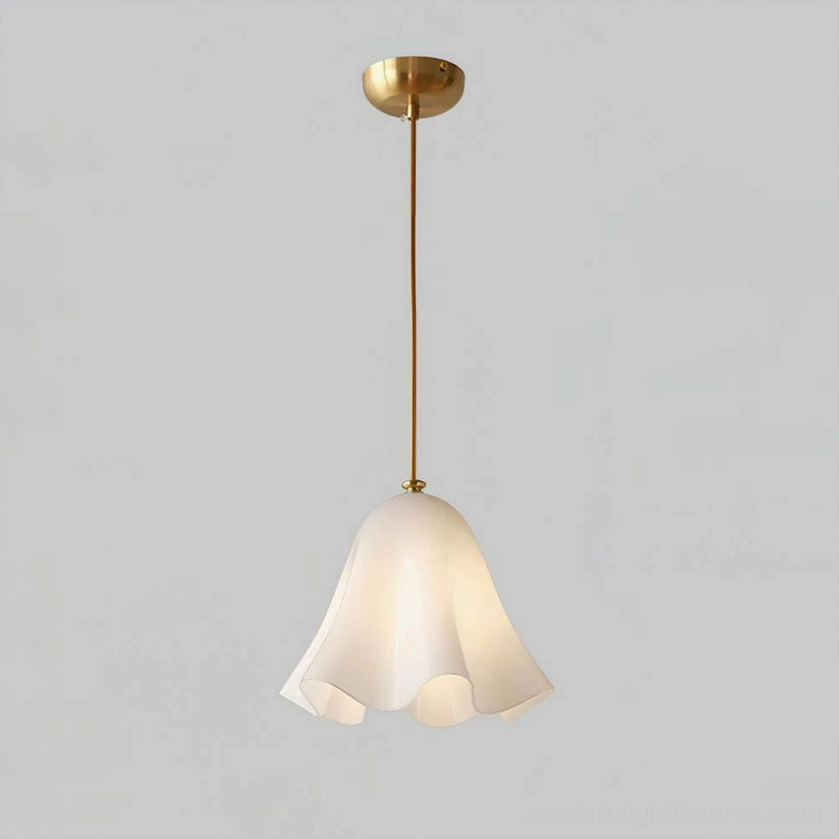 Vera white glass pendant light without beads in bright modern architectural space