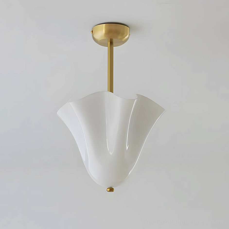 Vera ceiling light in white and gold finish without beads, clean minimalist aesthetic