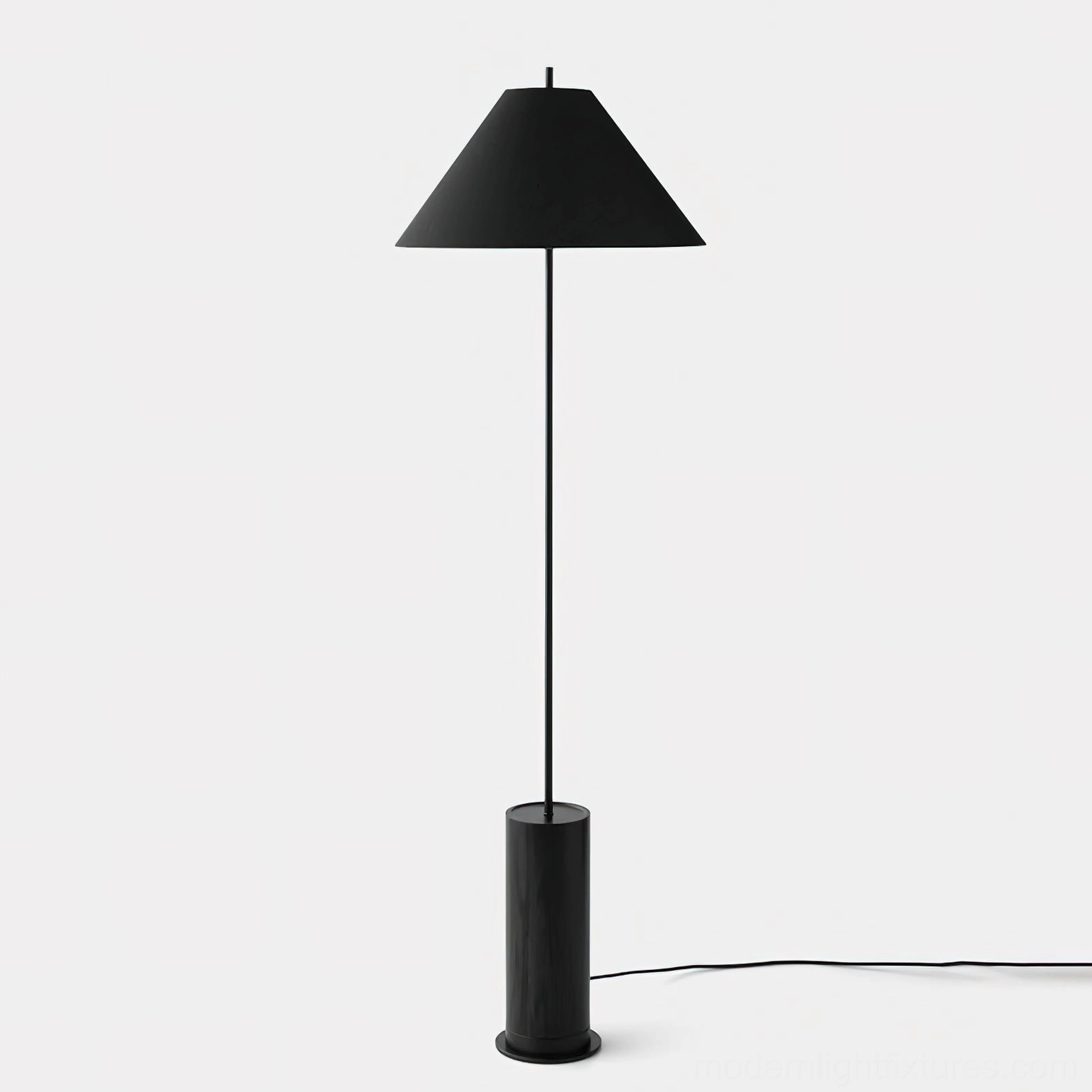 Matte black Verdant floor lamp slender metal pole conical shade