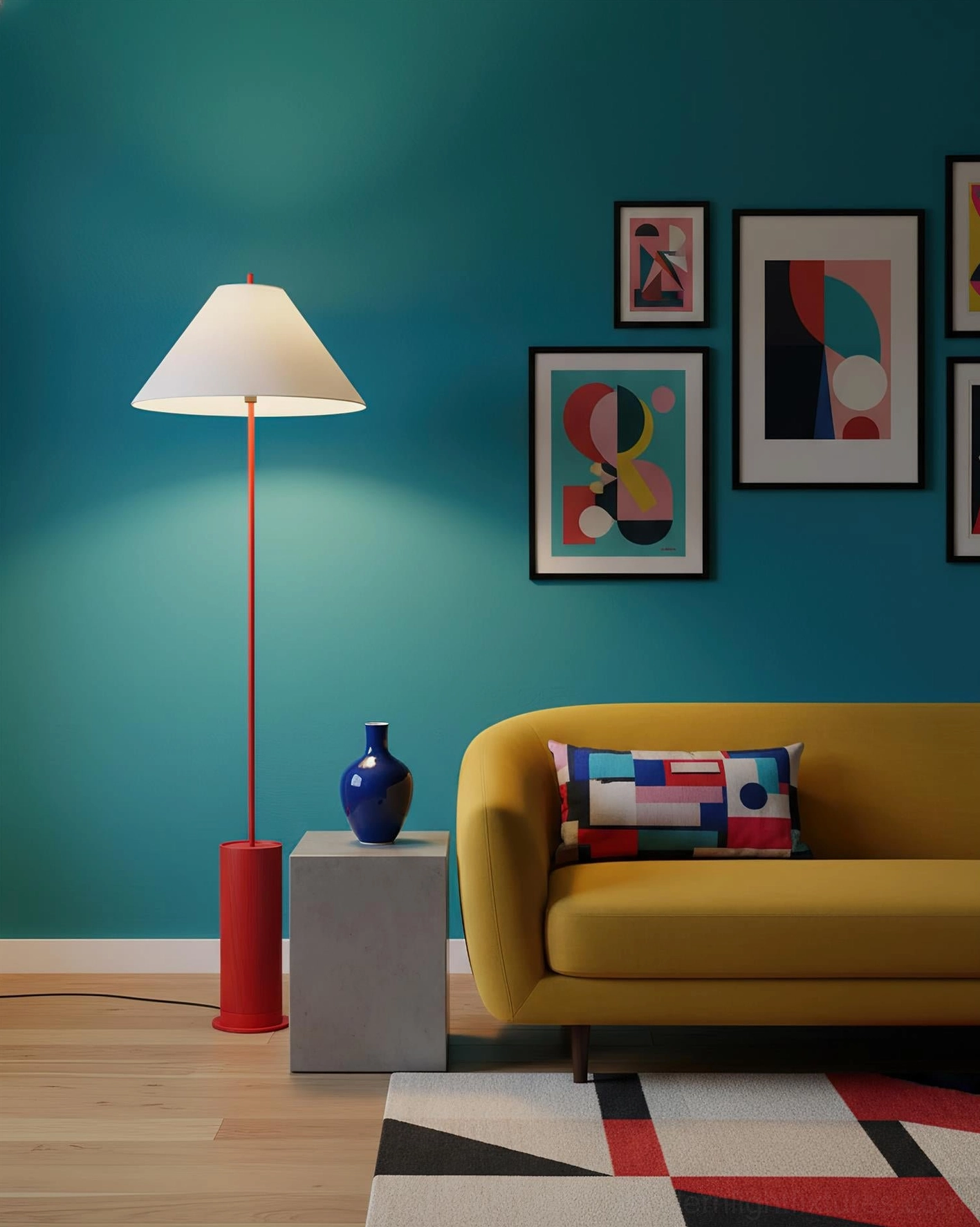 Verdant contemporary floor lamp available in multiple color options and plug types