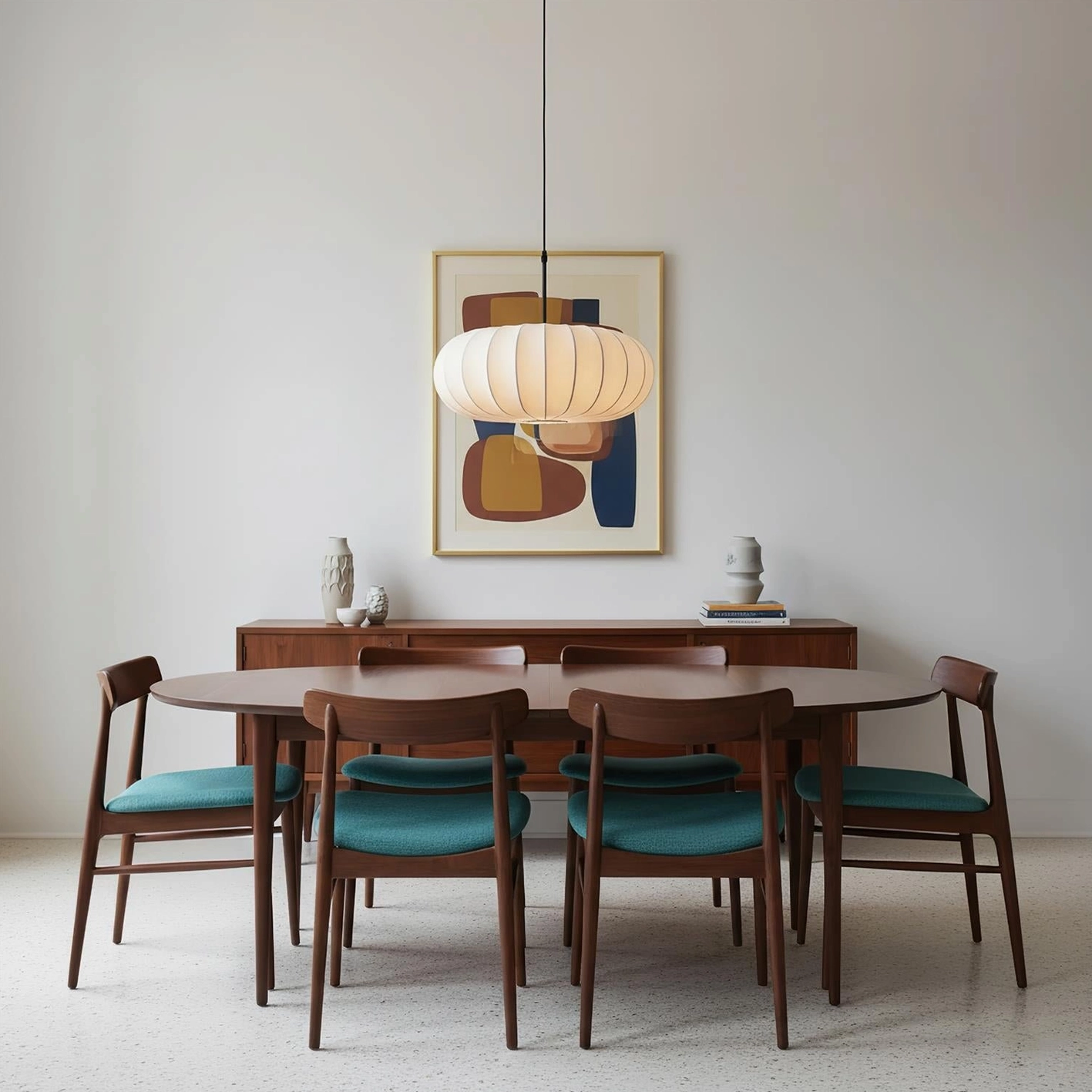 Modern Verona pendant light showing warm ambient glow in residential kitchen with wooden countertop and contemporary design aesthetic