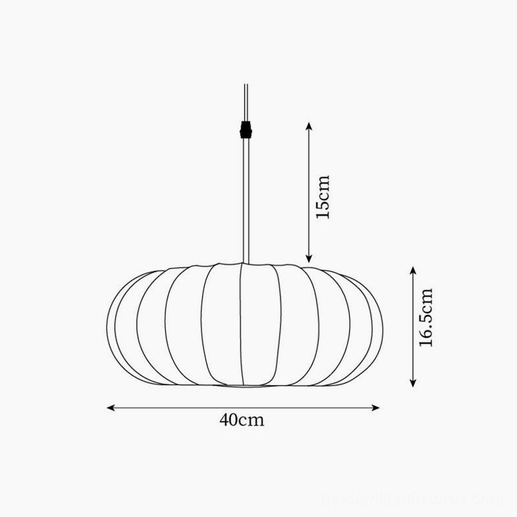 Technical specification drawing of Verona pendant light medium size 40cm diameter showing orthographic dimensions and proportions