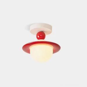 Verona planet ceiling light fixture close-up studio view red and white contemporary design