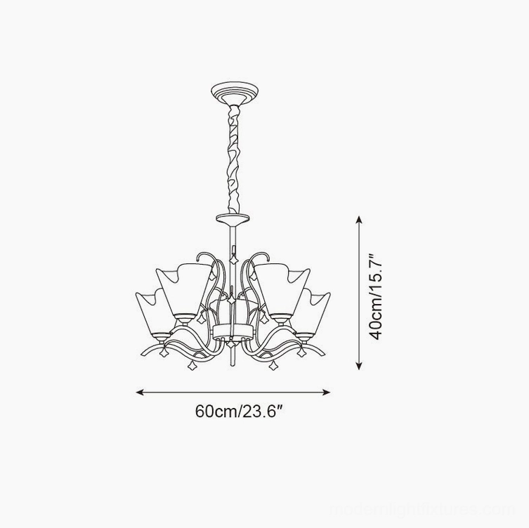 Vetraio chandelier 60cm technical specification drawing, front orthographic view with dimensions 60cm width x 40cm height