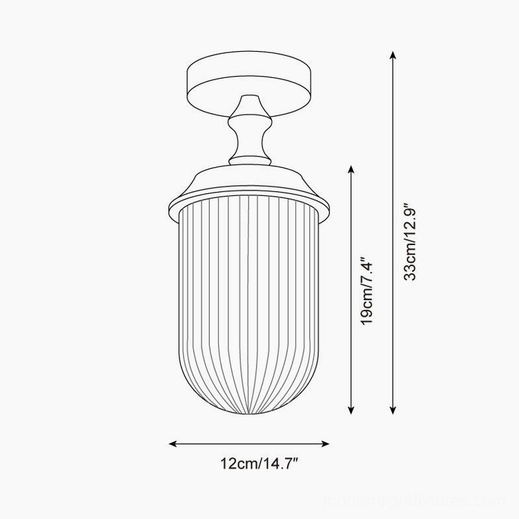 Technical orthographic drawing of Veyra ceiling light fixture showing dimensions and specifications