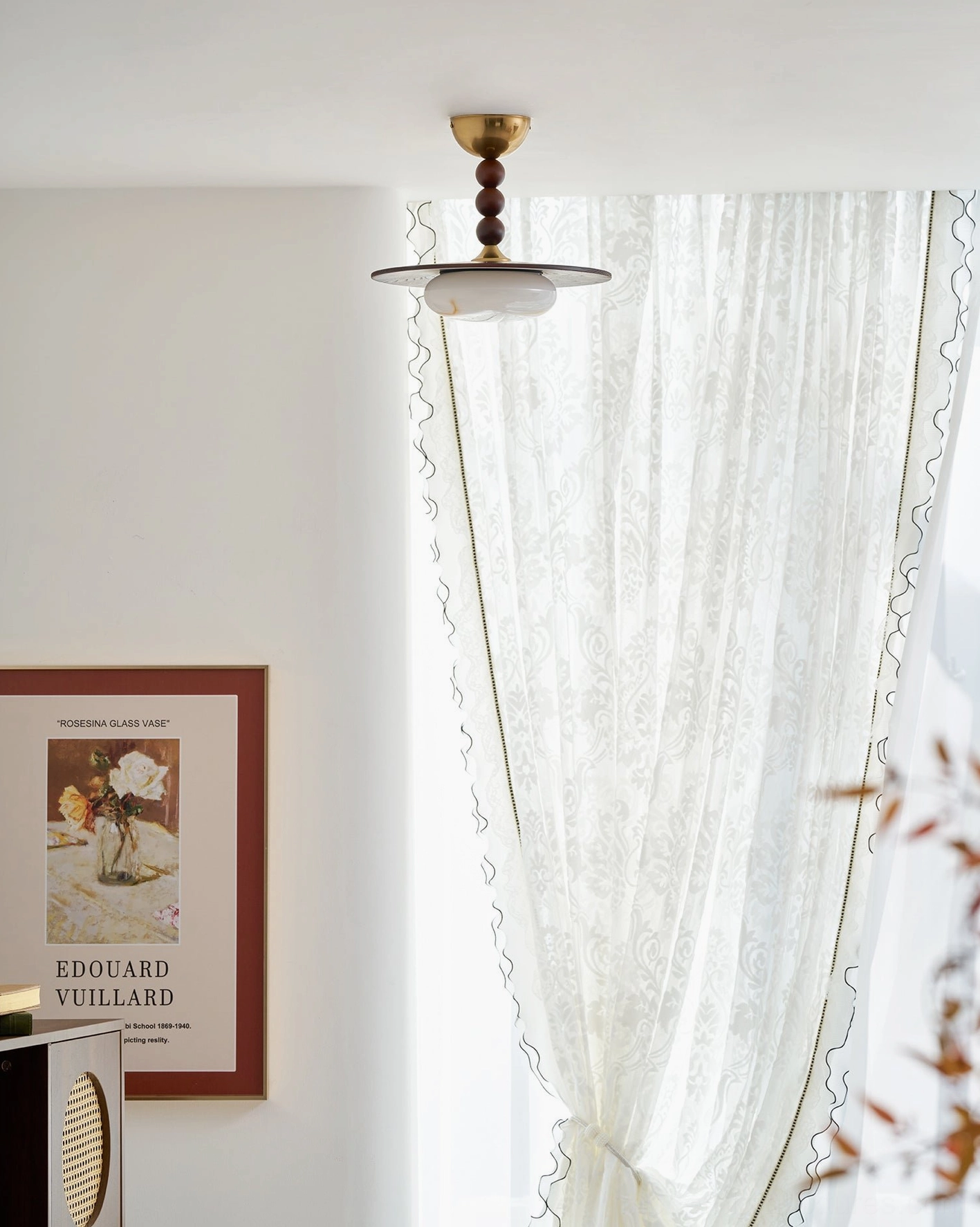Vicenza ceiling light with alabaster shade creating gallery-like ambient lighting