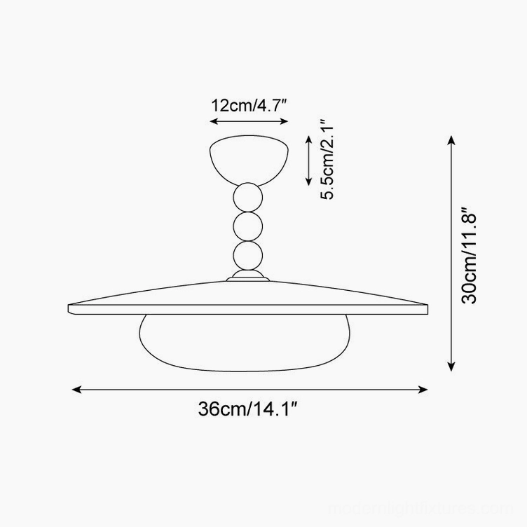 Vicenza ceiling light technical dimension specifications and measurements diagram