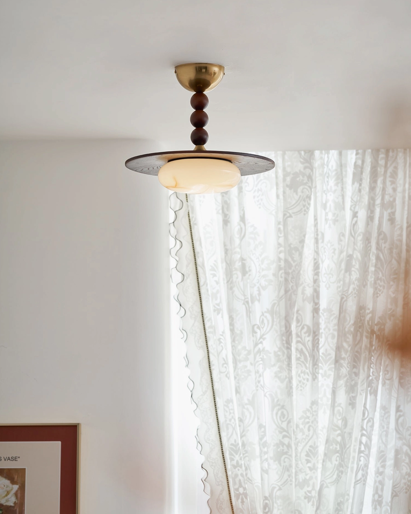 Vicenza ceiling light with crystal glass shade providing bright neutral light output