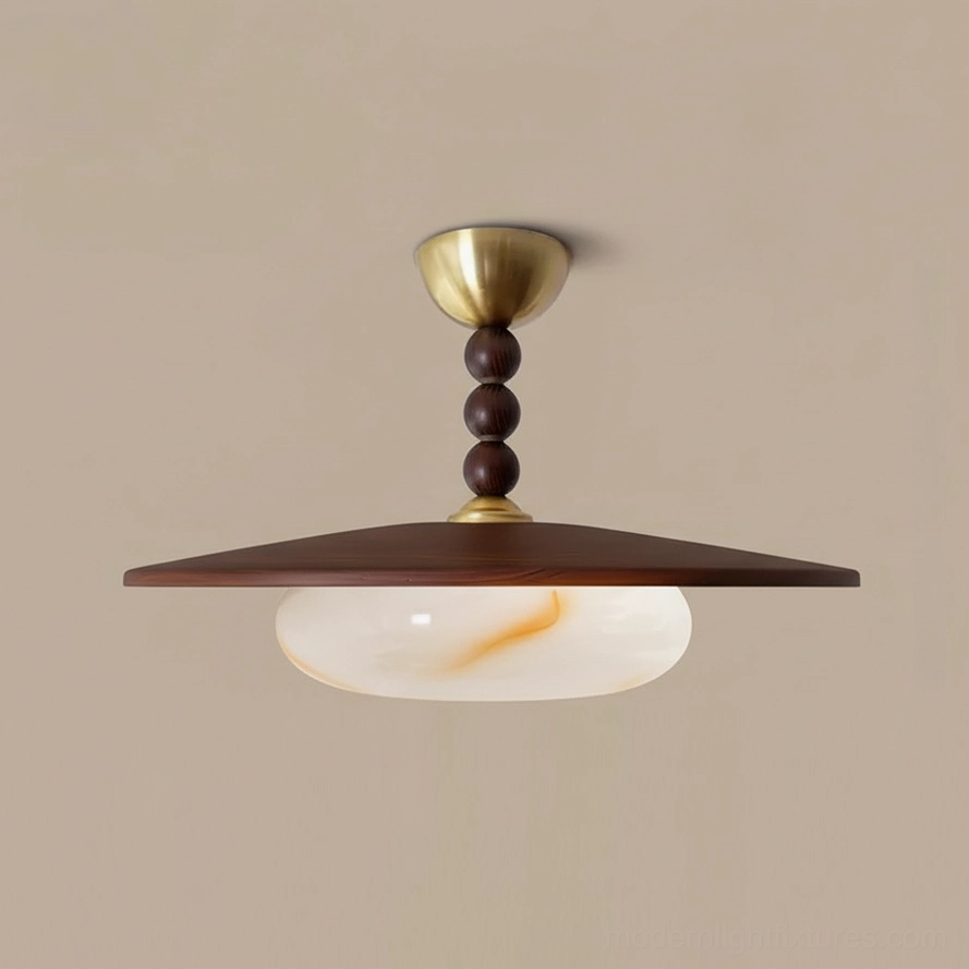 Vicenza warm white ceiling fixture installed above contemporary dining room table