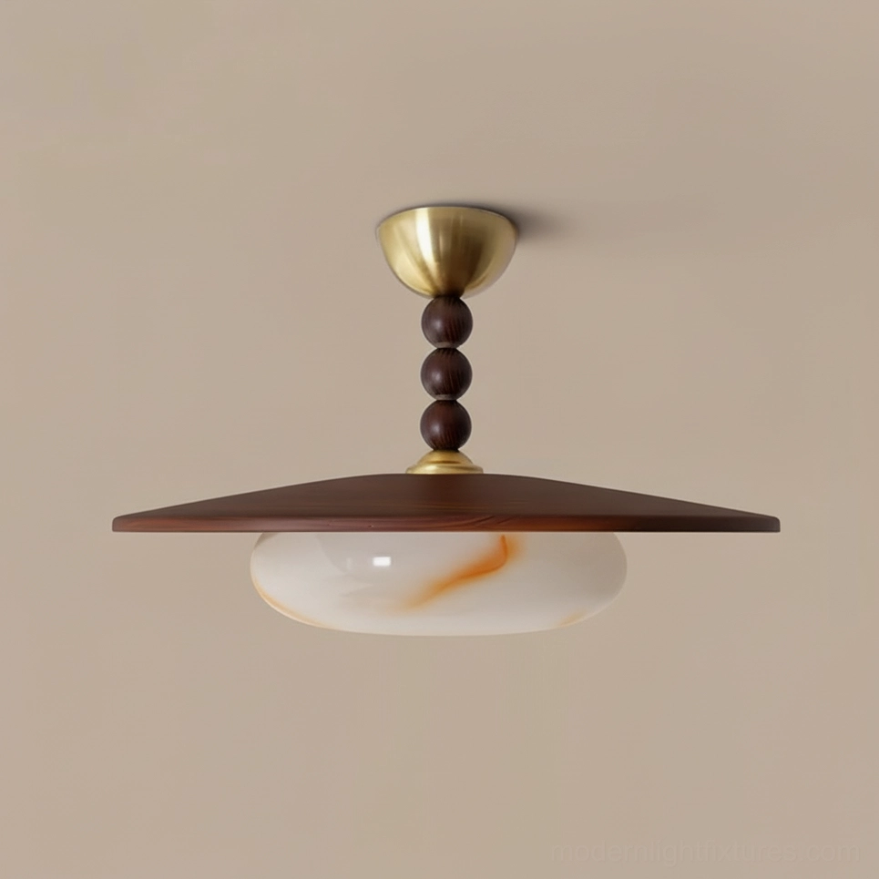 Vicenza ceiling light with crystal glass shade in contemporary minimalist bedroom