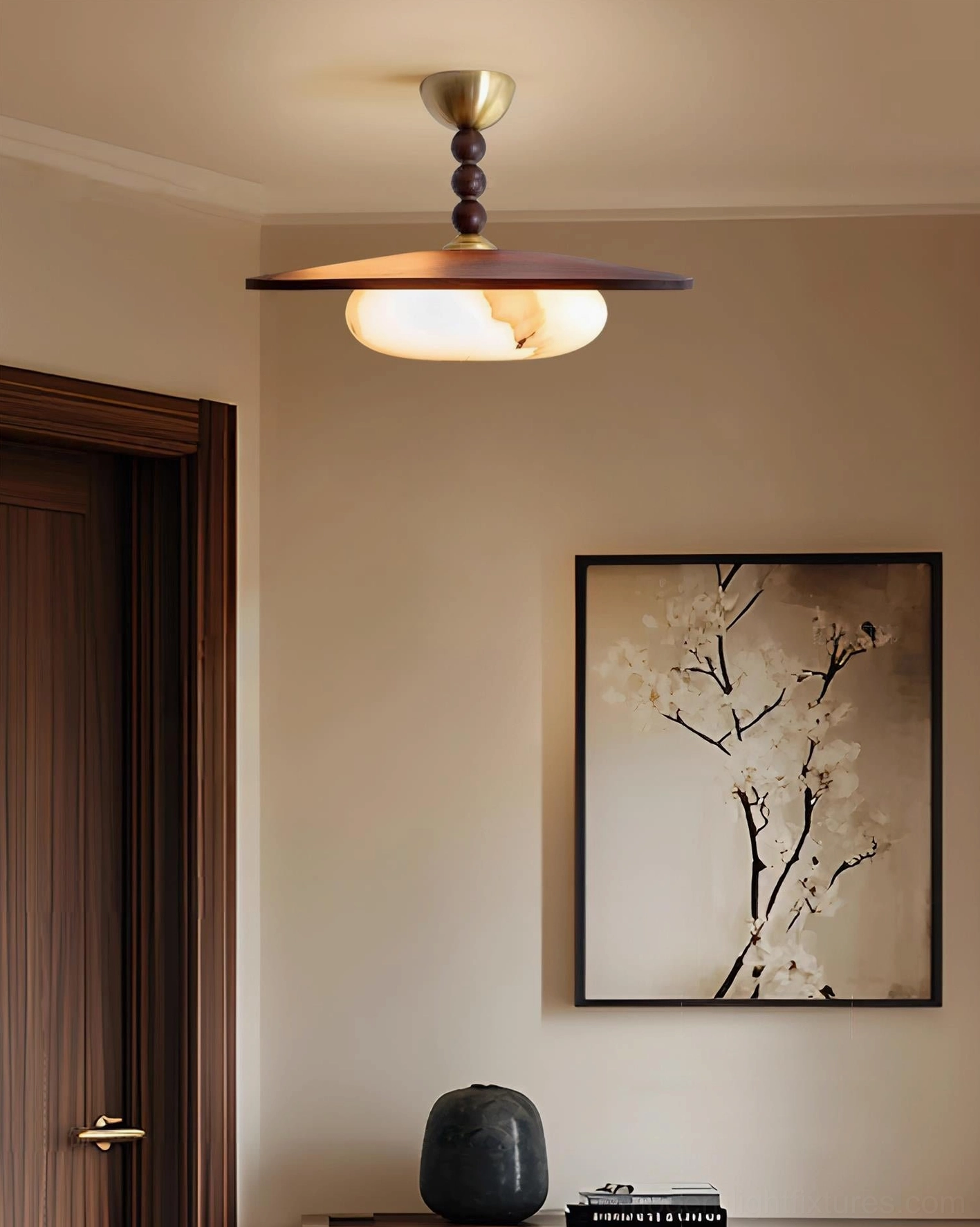 Vicenza ceiling light fixture in contemporary entryway with wall art and neutral decor