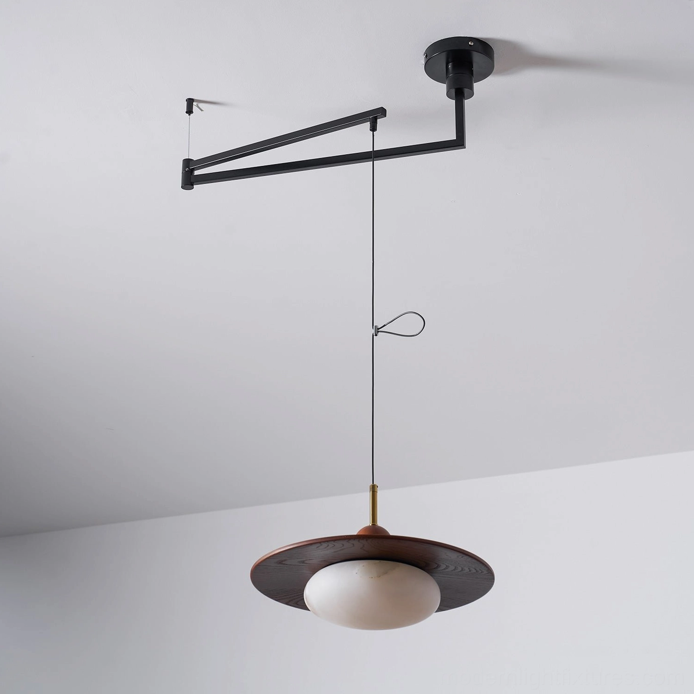 Vicenza adjustable swing arm pendant complete product view with all components visible assembly