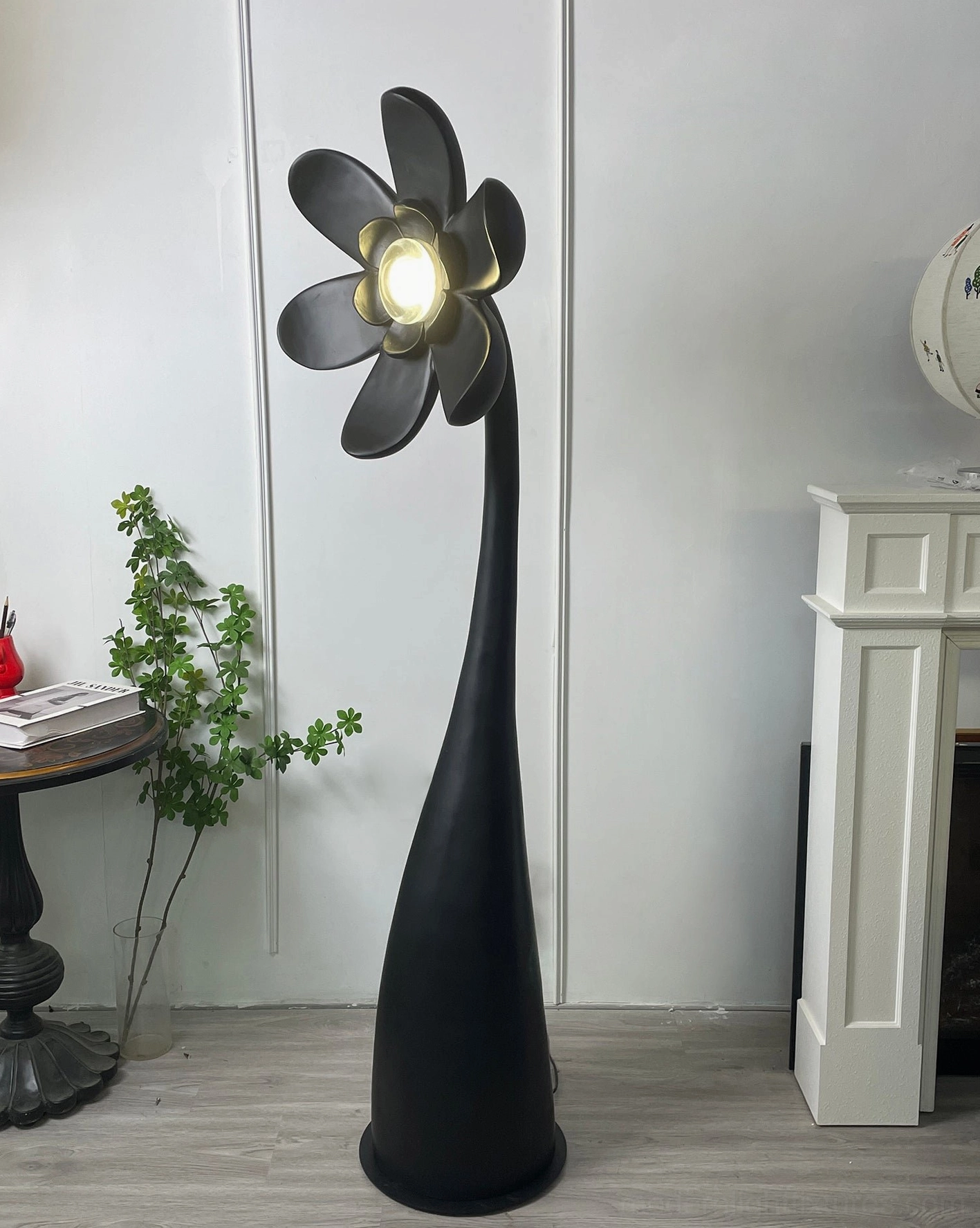 Vicenzio floor lamp base and stem detail - tapered metal construction with sculptural design