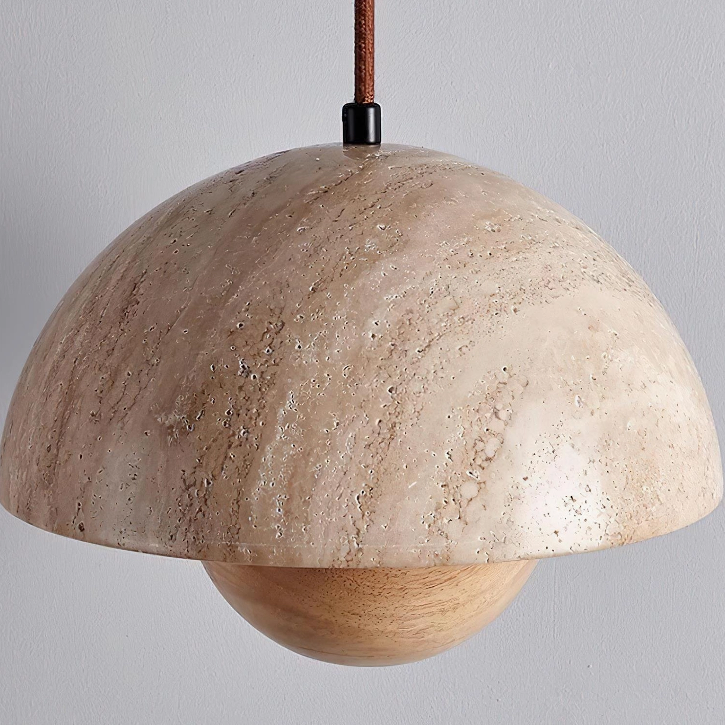 Vienna travertine pendant light with adjustable 59-inch wire length for customizable height installation