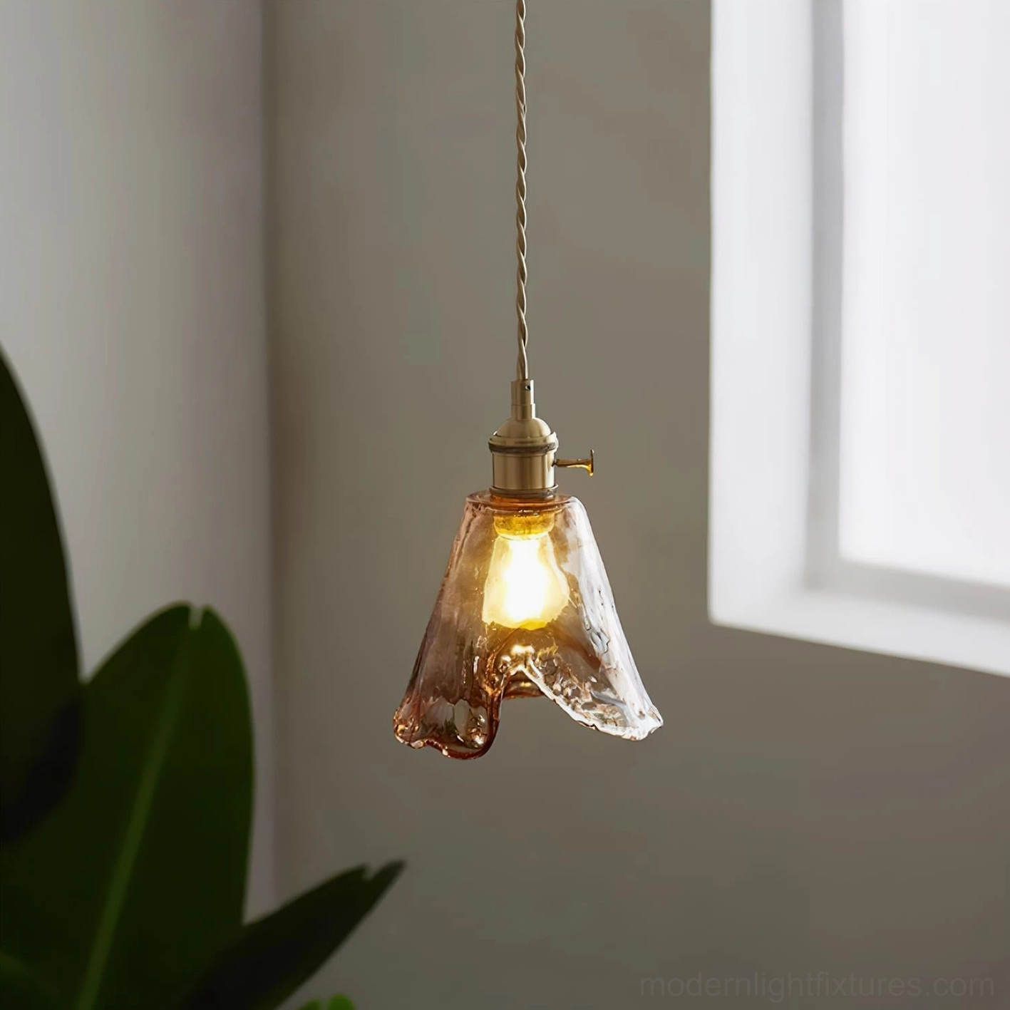 Vintage Adonia retro amber pendant light - complete product showcase