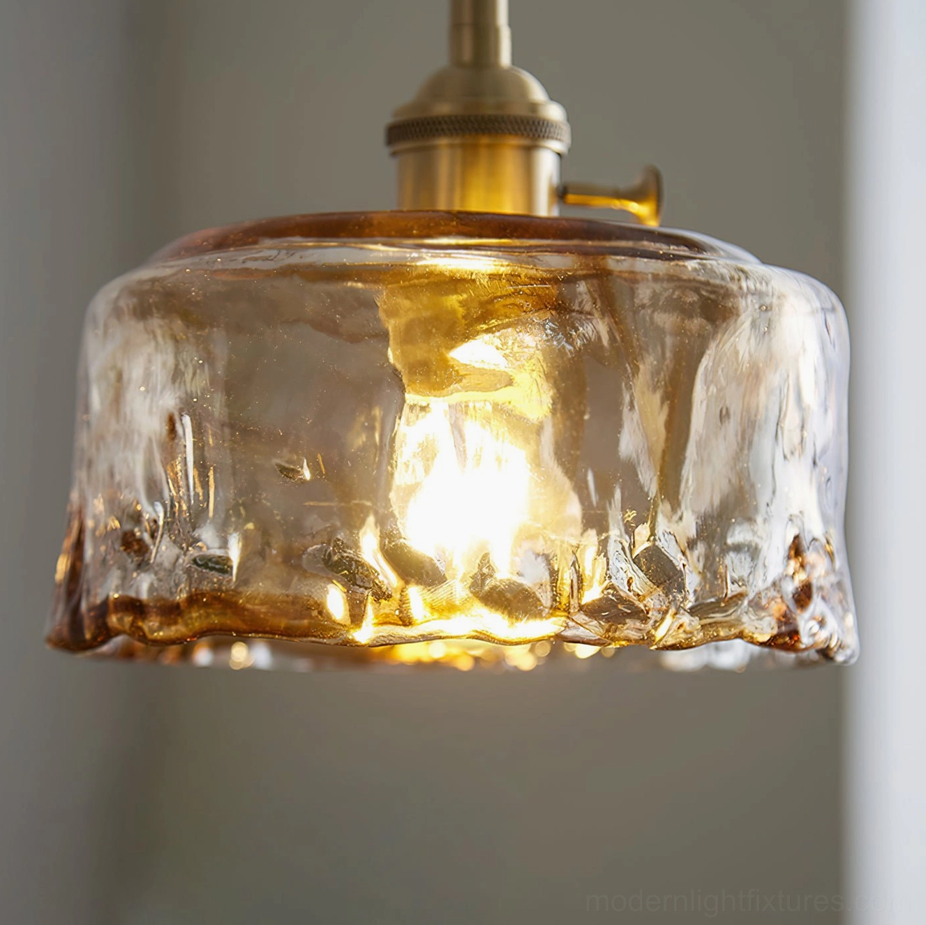 Vintage amber glass pendant lamp - classic retro design profile