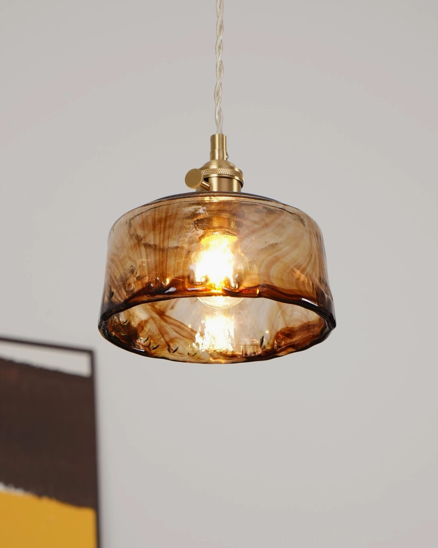Vintage amber pendant light showcase - multiple sizes and hanging configurations
