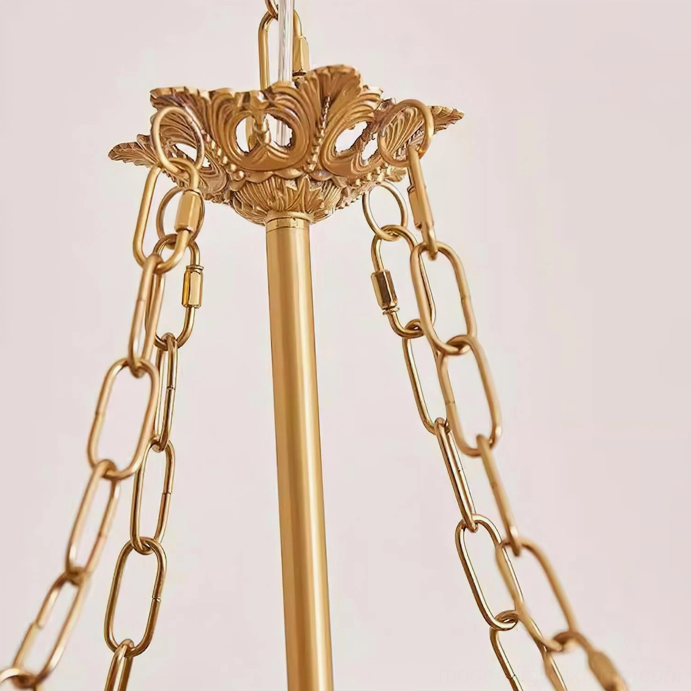 Vintage brass pendant light with cascading beaded fringe and ornate crystal detailing