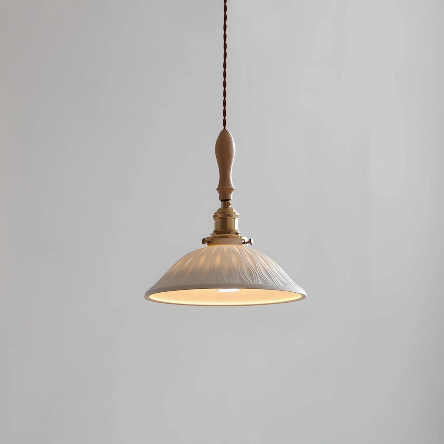 Vintage-inspired daisy ripple ceramic pendant lamp mid-century modern design styling