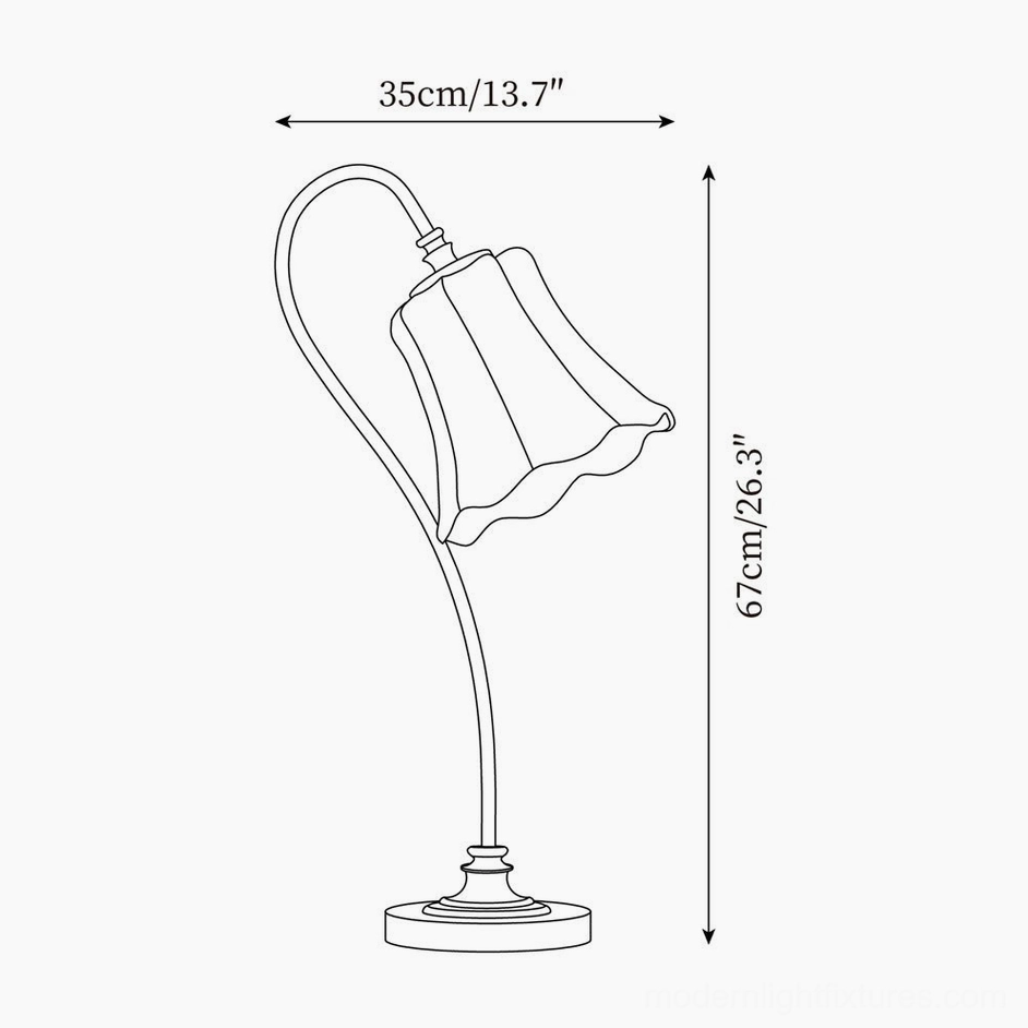 Vintage lace table lamp technical dimensions diagram - 35cm diameter 67cm height schematic