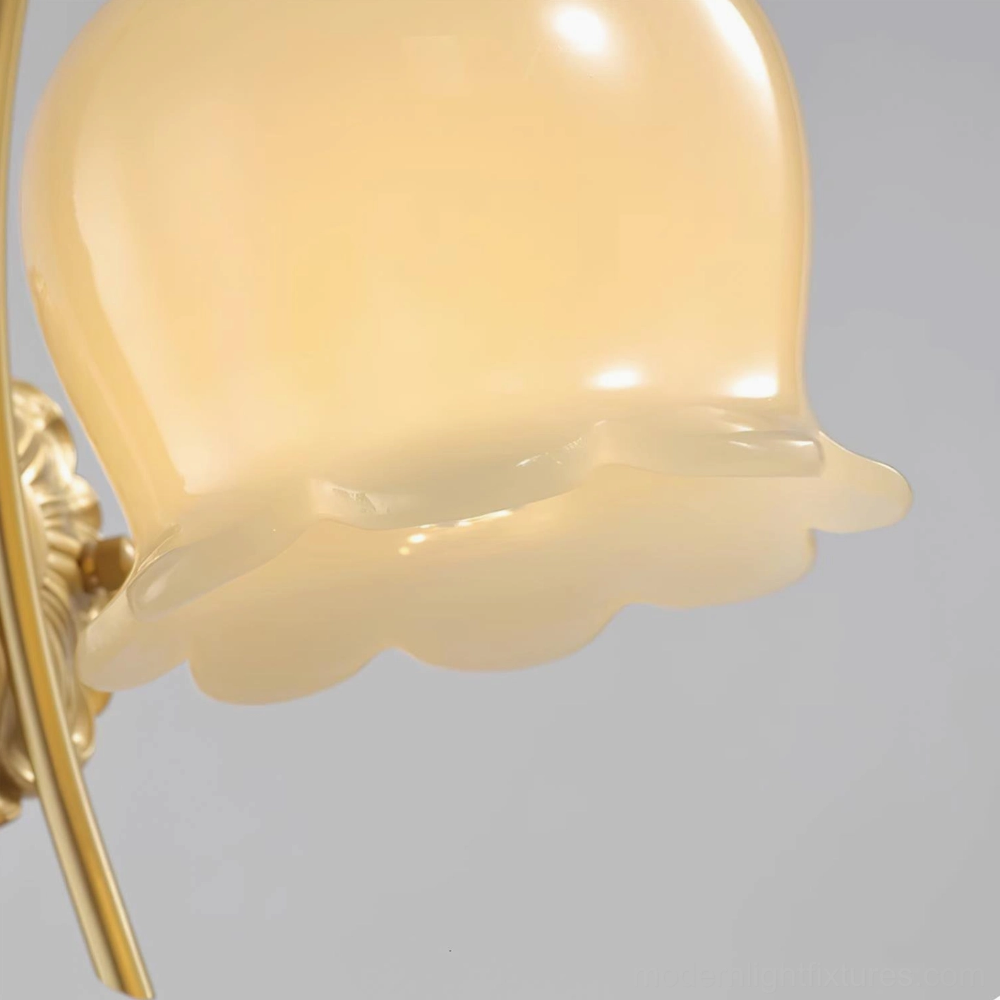 Vintage Lily of the Valley Wall Sconce Ambient Lighting - Warm Glow in Classic Interior Setting